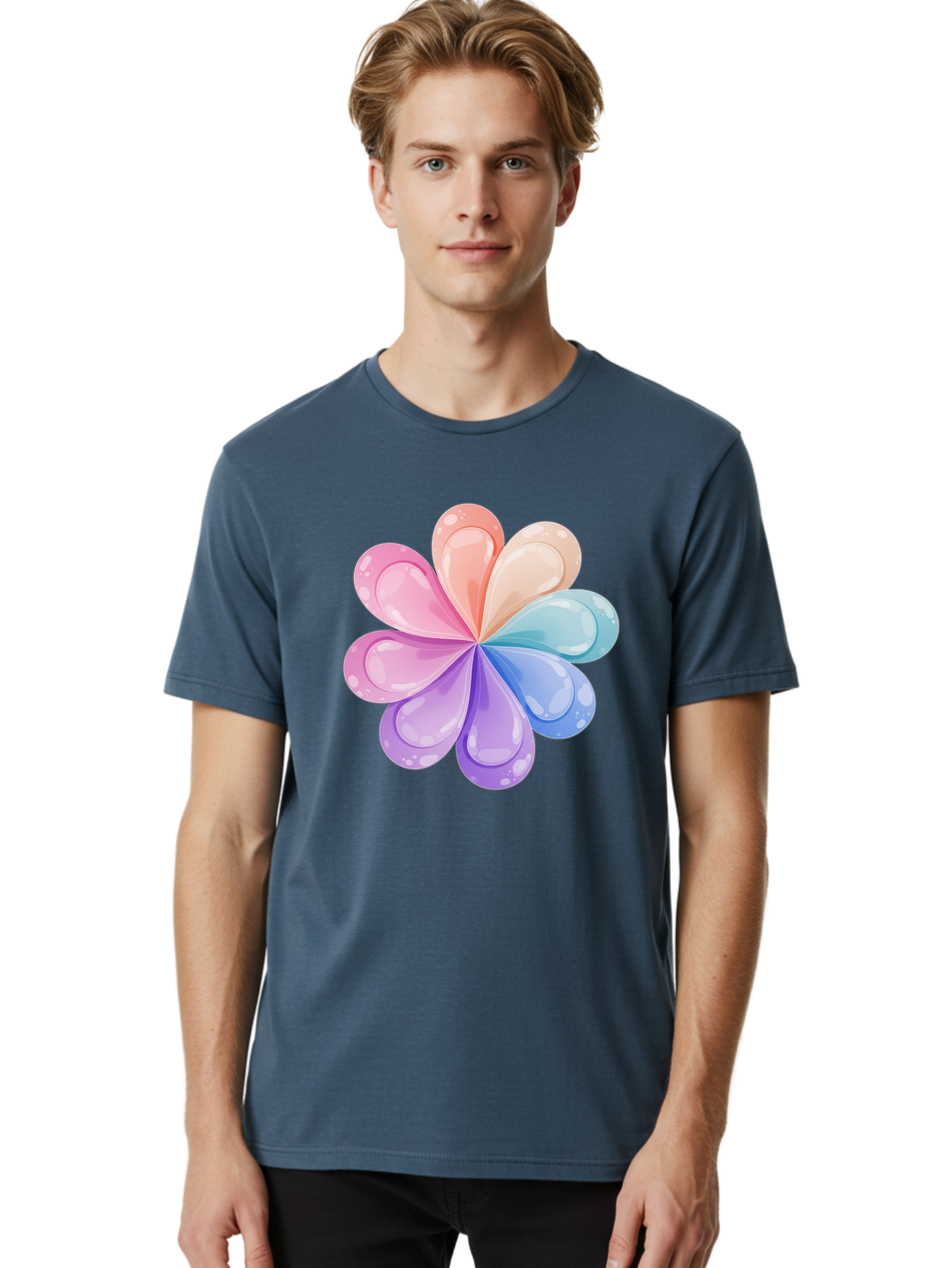 Water-Droplet-Flower Men'S Graphic Tee, 100% Cotton, Comfortable Casual Summer Wear, Machine Washable, Vintage Camera, Old Camera, Antique Camera, Black Camera, Classic Photography, Photography Equipment, Nostalgic Device, Film Camera, Baj867
