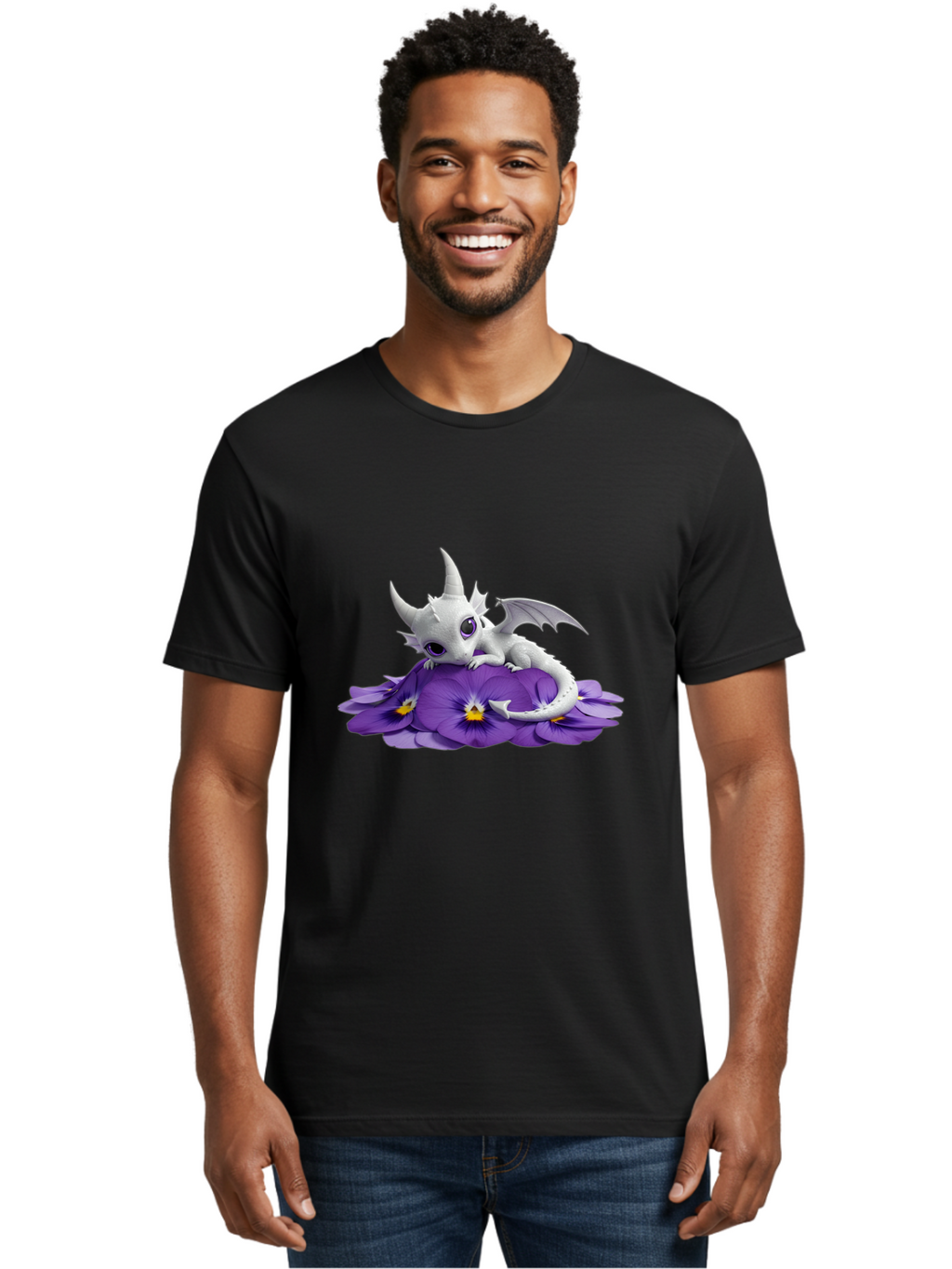 White-Dragon-On-Purple-Flowers Men'S Graphic Tee, 100% Cotton, Comfortable Casual Summer Wear, Machine Washable, Vintage Camera, Old Camera, Antique Camera, Black Camera, Classic Photography, Photography Equipment, Nostalgic Device, Baj872