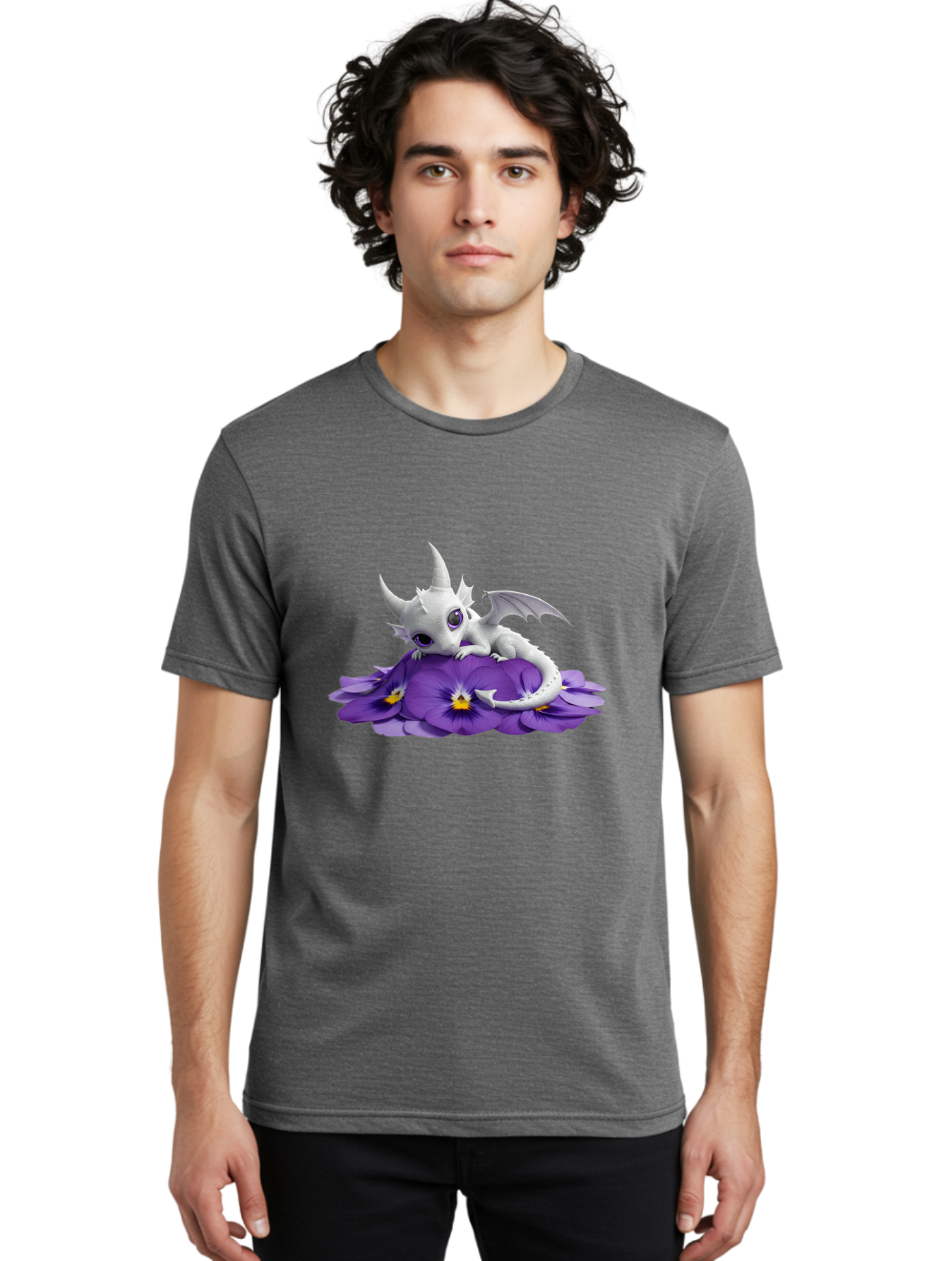 White-Dragon-On-Purple-Flowers Men'S Graphic Tee, 100% Cotton, Comfortable Casual Summer Wear, Machine Washable, Vintage Camera, Old Camera, Antique Camera, Black Camera, Classic Photography, Photography Equipment, Nostalgic Device, Baj872