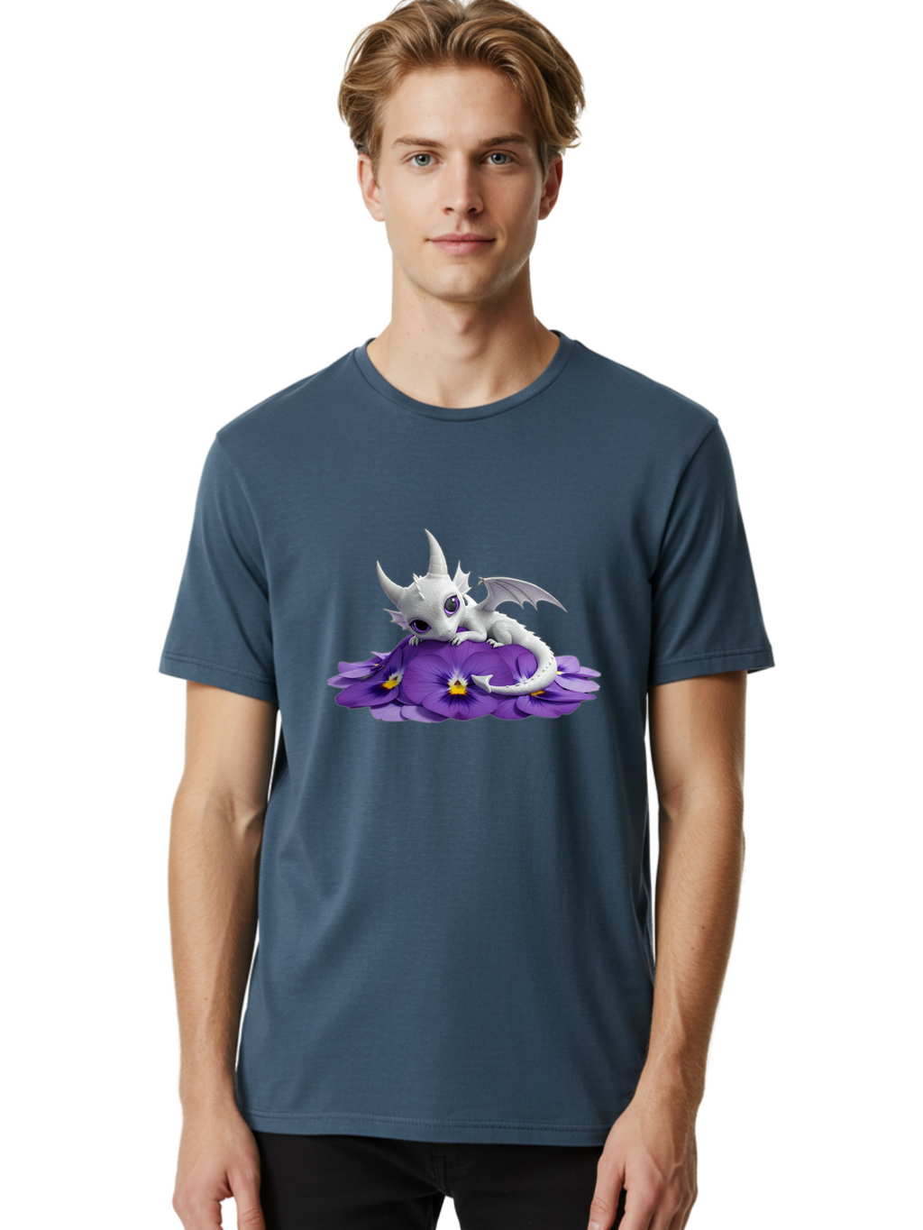 White-Dragon-On-Purple-Flowers Men'S Graphic Tee, 100% Cotton, Comfortable Casual Summer Wear, Machine Washable, Vintage Camera, Old Camera, Antique Camera, Black Camera, Classic Photography, Photography Equipment, Nostalgic Device, Baj872