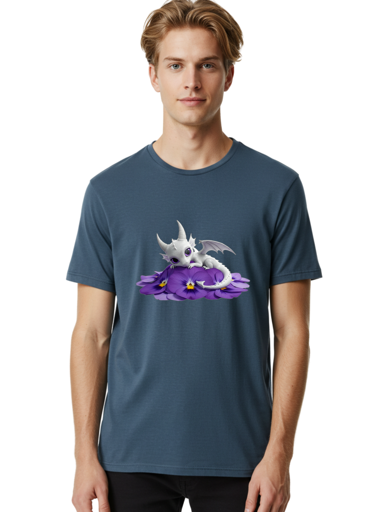 White-Dragon-On-Purple-Flowers Men'S Graphic Tee, 100% Cotton, Comfortable Casual Summer Wear, Machine Washable, Vintage Camera, Old Camera, Antique Camera, Black Camera, Classic Photography, Photography Equipment, Nostalgic Device, Baj872