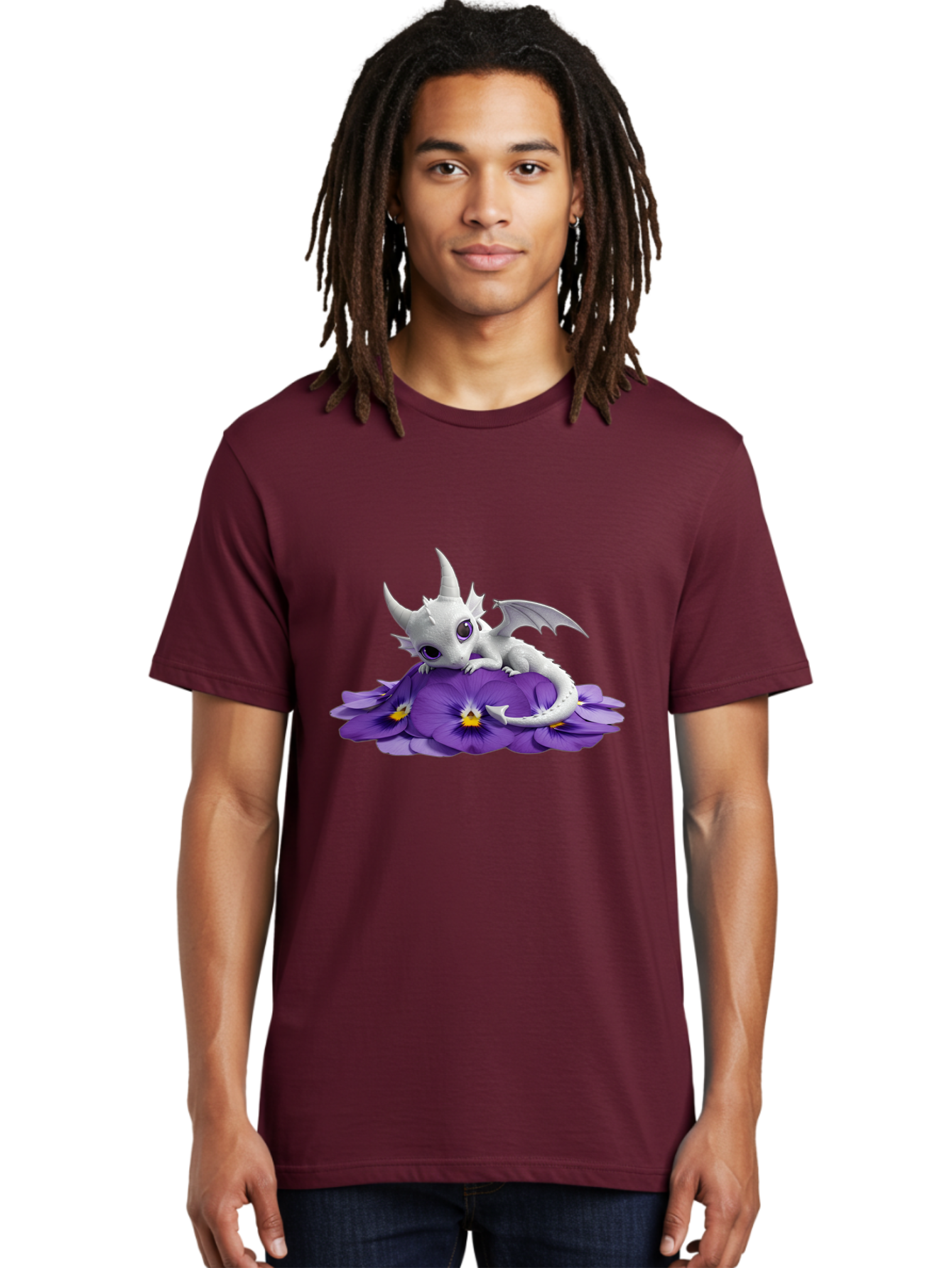 White-Dragon-On-Purple-Flowers Men'S Graphic Tee, 100% Cotton, Comfortable Casual Summer Wear, Machine Washable, Vintage Camera, Old Camera, Antique Camera, Black Camera, Classic Photography, Photography Equipment, Nostalgic Device, Baj872