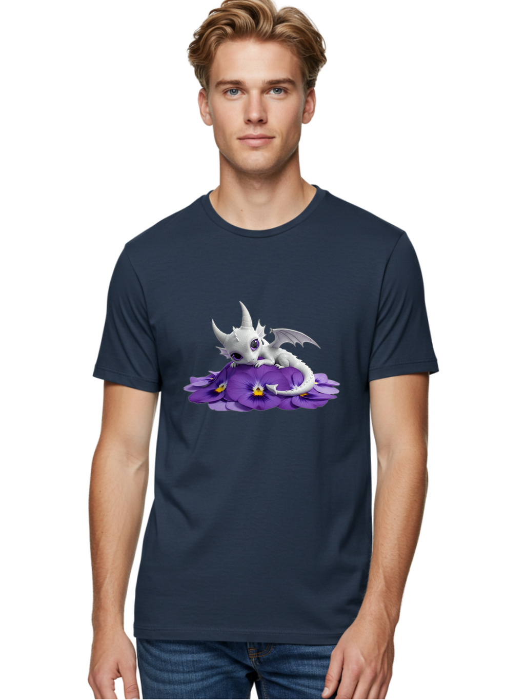 White-Dragon-On-Purple-Flowers Men'S Graphic Tee, 100% Cotton, Comfortable Casual Summer Wear, Machine Washable, Vintage Camera, Old Camera, Antique Camera, Black Camera, Classic Photography, Photography Equipment, Nostalgic Device, Baj872