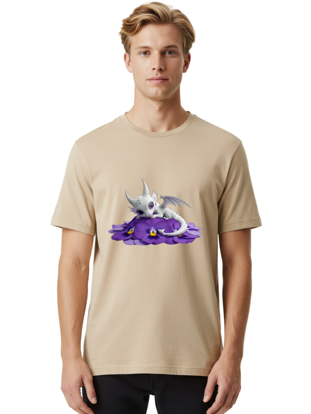 White-Dragon-On-Purple-Flowers Men'S Graphic Tee, 100% Cotton, Comfortable Casual Summer Wear, Machine Washable, Vintage Camera, Old Camera, Antique Camera, Black Camera, Classic Photography, Photography Equipment, Nostalgic Device, Baj872