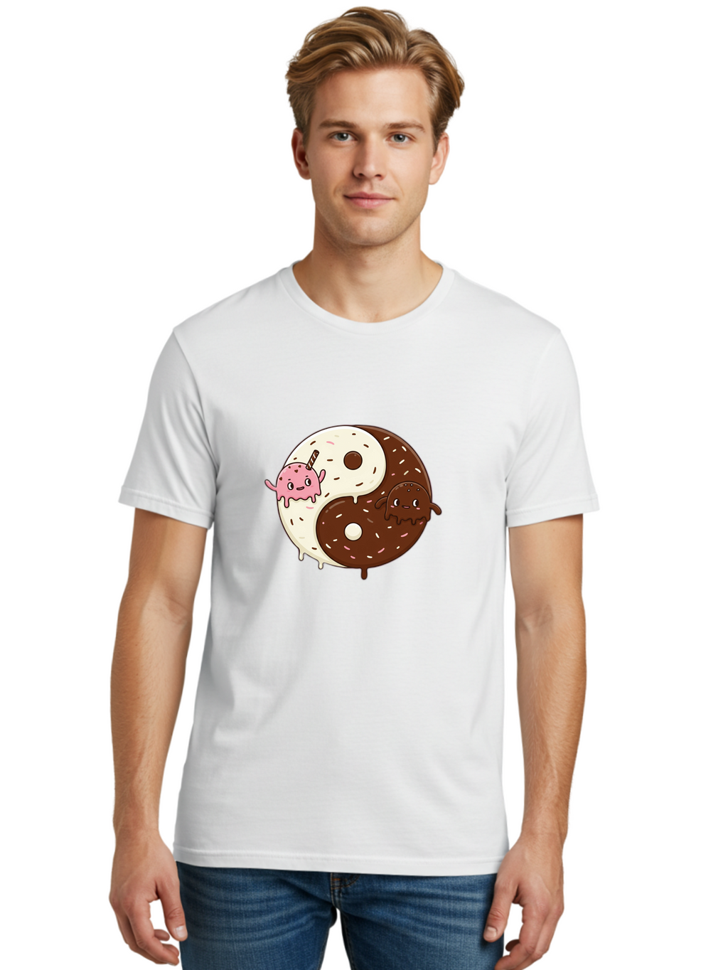 Yin-Yang-Donuts Men'S Graphic Tee, 100% Cotton, Comfortable Casual Summer Wear, Machine Washable, Vintage Camera, Old Camera, Antique Camera, Black Camera, Classic Photography, Photography Equipment, Nostalgic Device, Film Camera, Camera Art Baj875