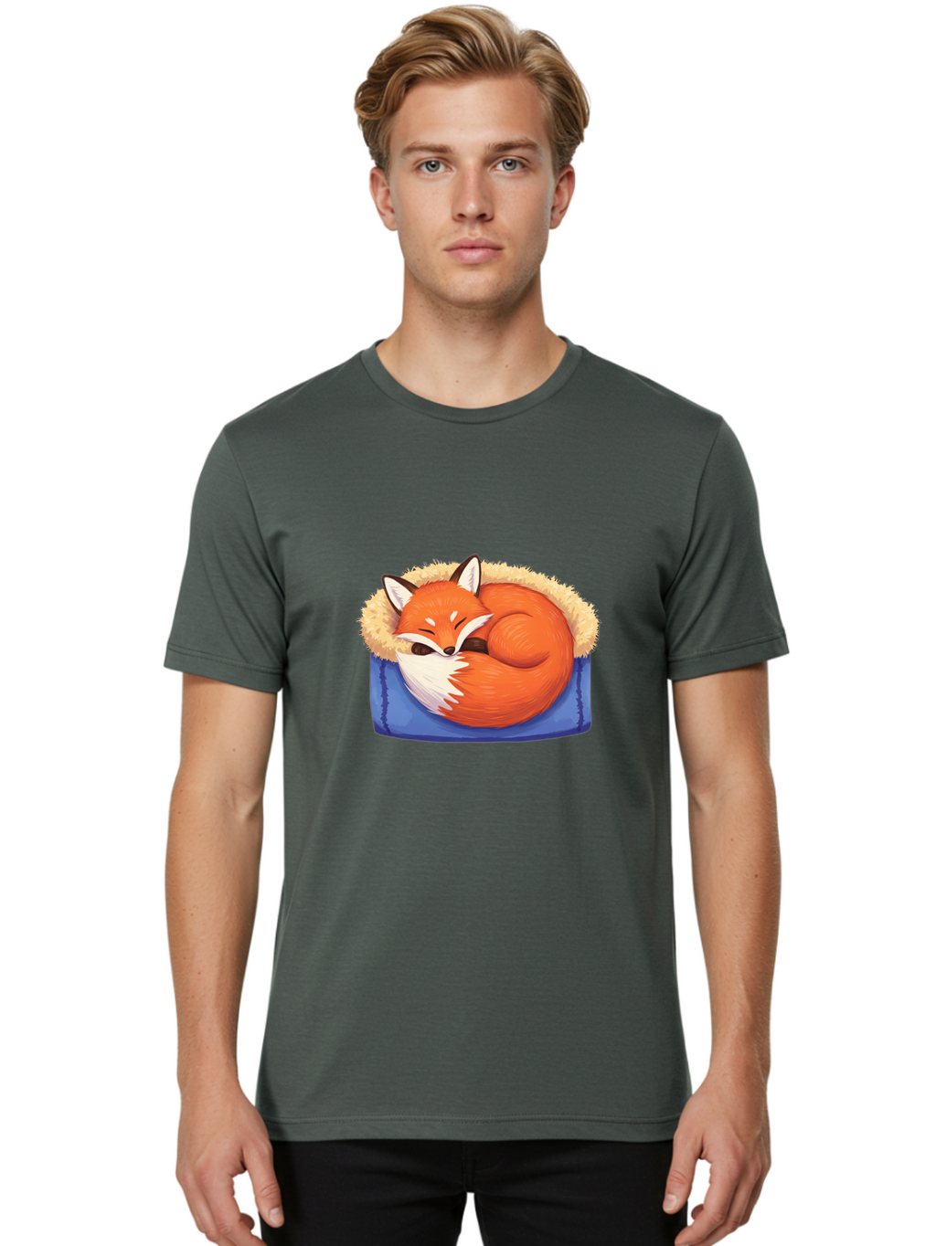 Sleeping-Fox-1 Men'S Graphic Tee, 100% Cotton, Comfortable Casual Summer Wear, Machine Washable, Vintage Camera, Old Camera, Antique Camera, Black Camera, Classic Photography, Photography Equipment, Nostalgic Device, Film Camera, Camera Art Baj882