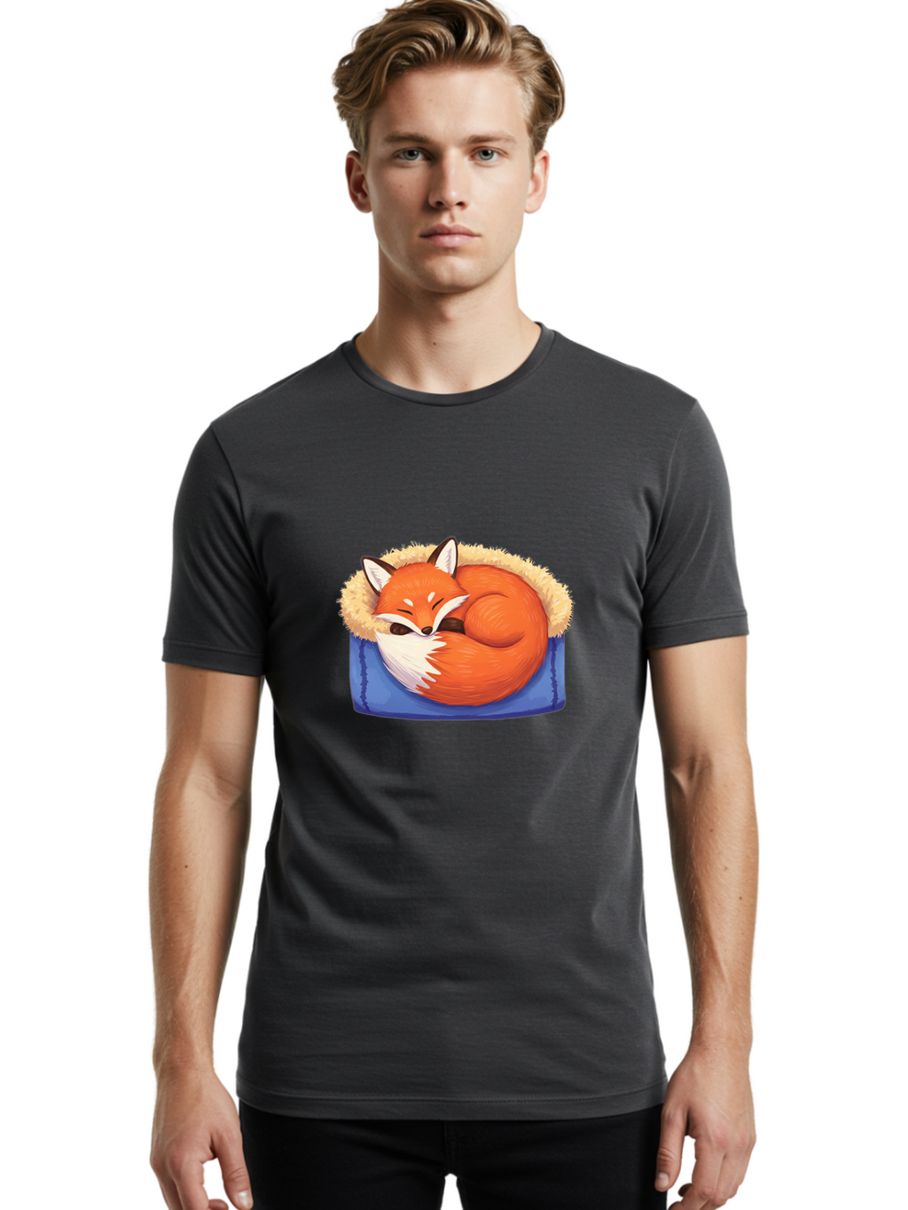 Sleeping-Fox-1 Men'S Graphic Tee, 100% Cotton, Comfortable Casual Summer Wear, Machine Washable, Vintage Camera, Old Camera, Antique Camera, Black Camera, Classic Photography, Photography Equipment, Nostalgic Device, Film Camera, Camera Art Baj882