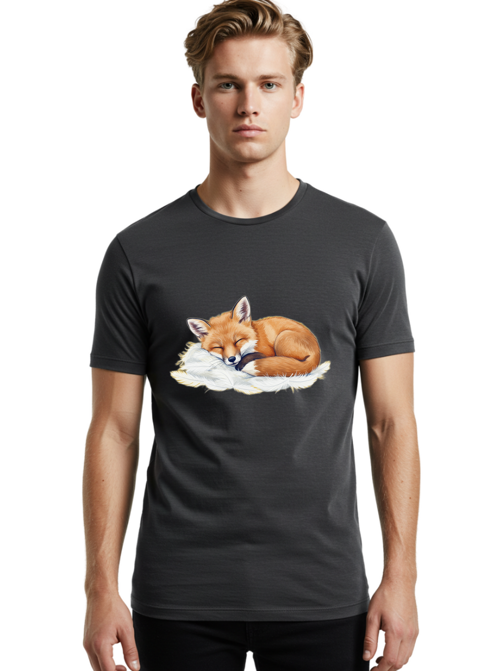 Sleeping-Fox-3 Men'S Graphic Tee, 100% Cotton, Comfortable Casual Summer Wear, Machine Washable, Vintage Camera, Old Camera, Antique Camera, Black Camera, Classic Photography, Photography Equipment, Nostalgic Device, Film Camera, Camera Art Baj884