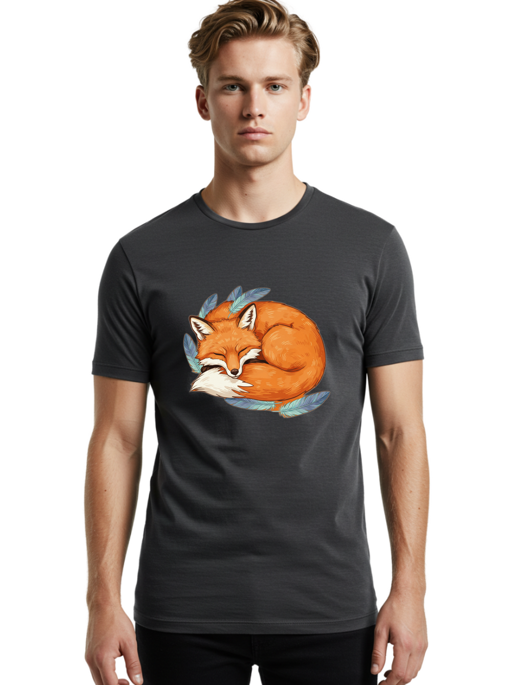 Sleeping-Fox-4 Men'S Graphic Tee, 100% Cotton, Comfortable Casual Summer Wear, Machine Washable, Vintage Camera, Old Camera, Antique Camera, Black Camera, Classic Photography, Photography Equipment, Nostalgic Device, Film Camera, Camera Art Baj885