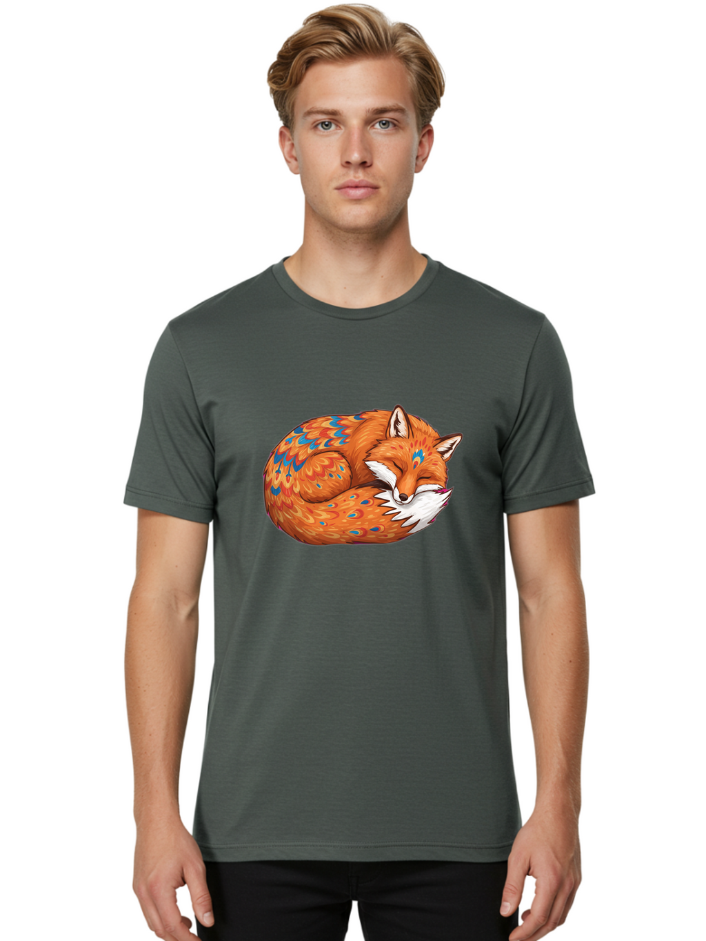 Sleeping-Orange-Fox Men'S Graphic Tee, 100% Cotton, Comfortable Casual Summer Wear, Machine Washable, Vintage Camera, Old Camera, Antique Camera, Black Camera, Classic Photography, Photography Equipment, Nostalgic Device, Film Camera, Baj895