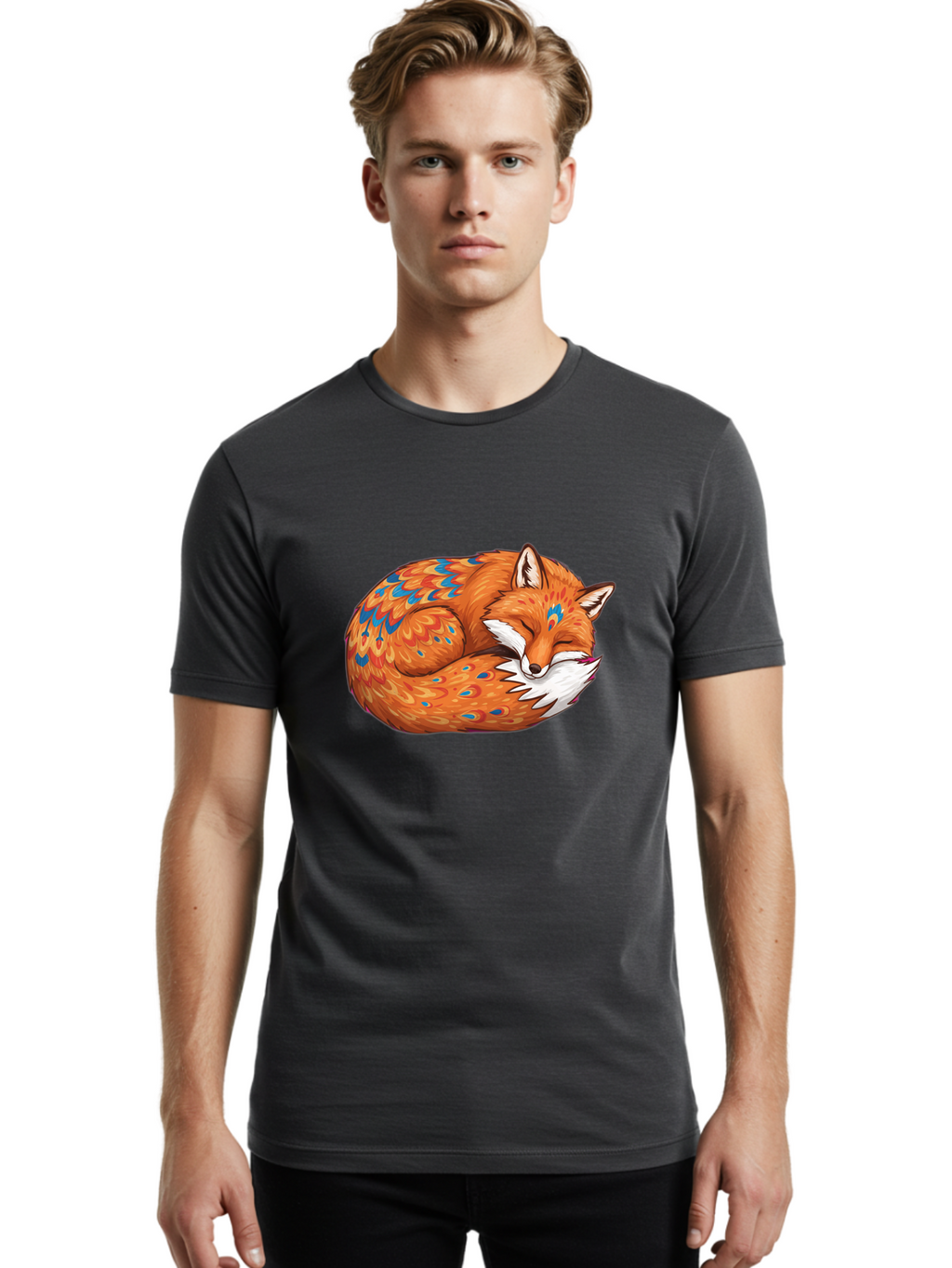 Sleeping-Orange-Fox Men'S Graphic Tee, 100% Cotton, Comfortable Casual Summer Wear, Machine Washable, Vintage Camera, Old Camera, Antique Camera, Black Camera, Classic Photography, Photography Equipment, Nostalgic Device, Film Camera, Baj895
