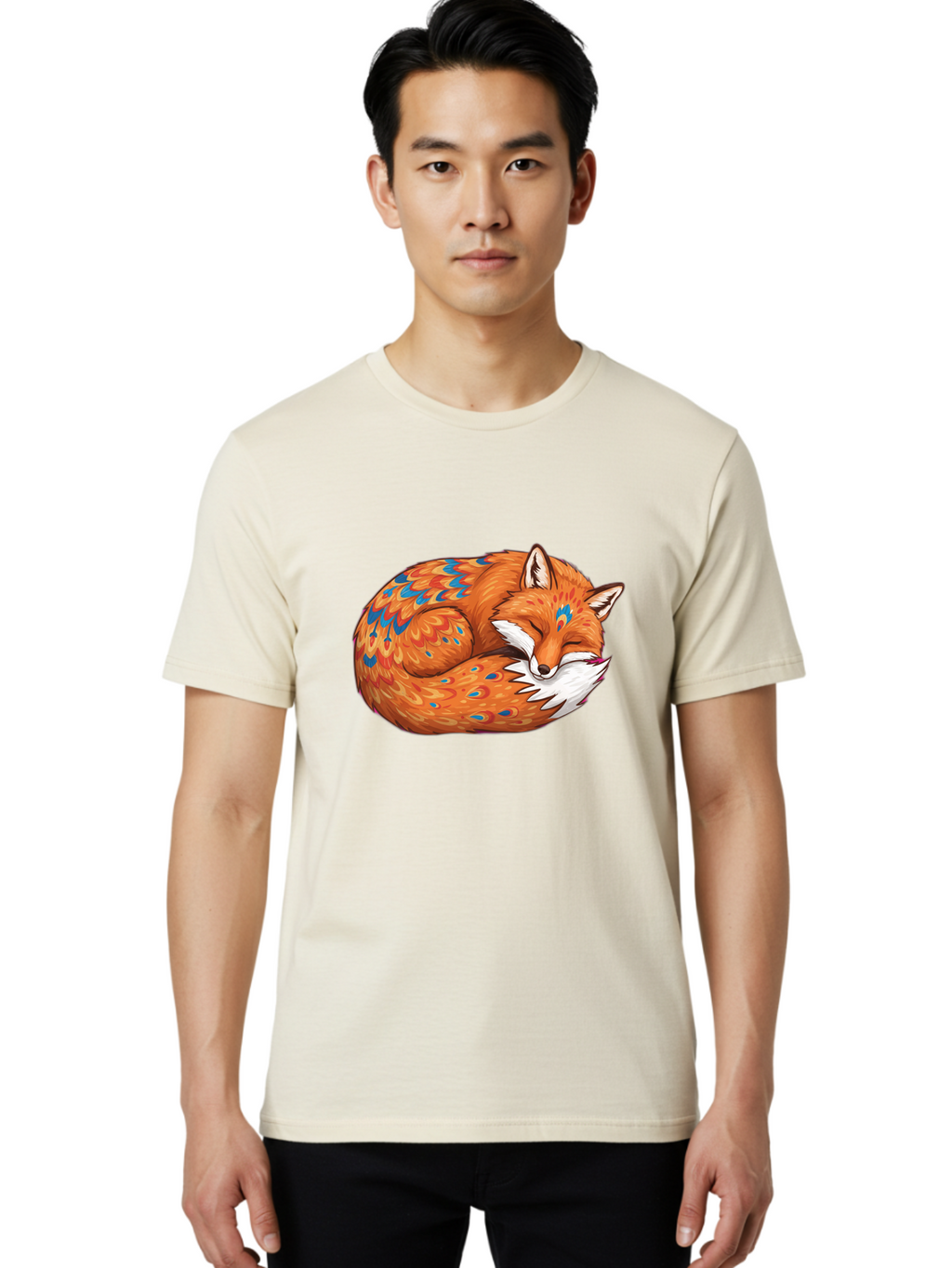 Sleeping-Orange-Fox Men'S Graphic Tee, 100% Cotton, Comfortable Casual Summer Wear, Machine Washable, Vintage Camera, Old Camera, Antique Camera, Black Camera, Classic Photography, Photography Equipment, Nostalgic Device, Film Camera, Baj895