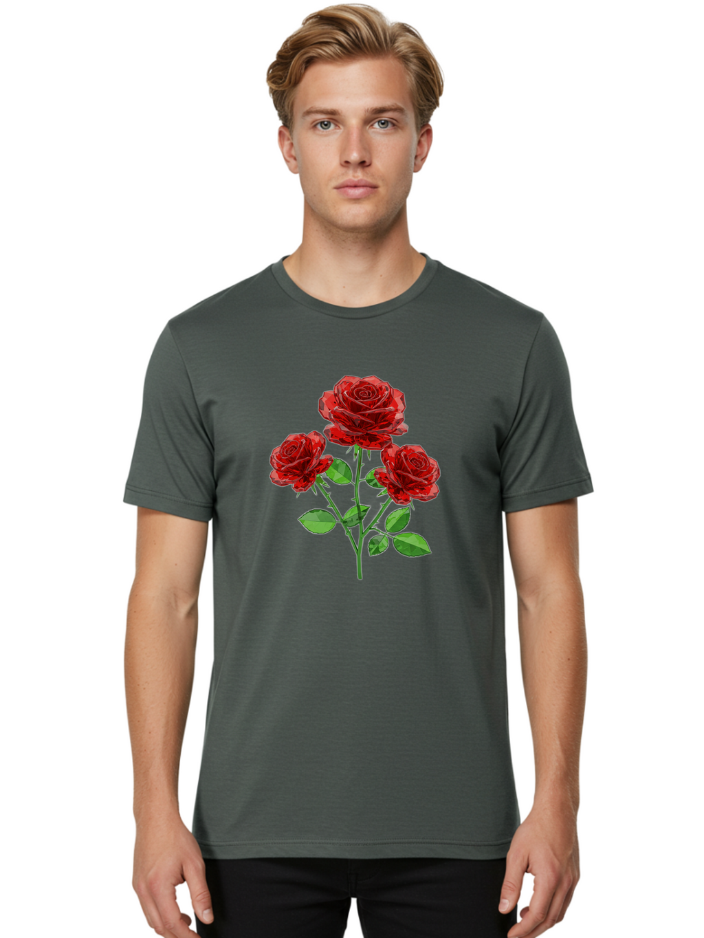 3-Red-Roses Men'S Graphic Tee, 100% Cotton, Comfortable Casual Summer Wear, Machine Washable, Vintage Camera, Old Camera, Antique Camera, Black Camera, Classic Photography, Photography Equipment, Nostalgic Device, Film Camera, Camera Art Baj898