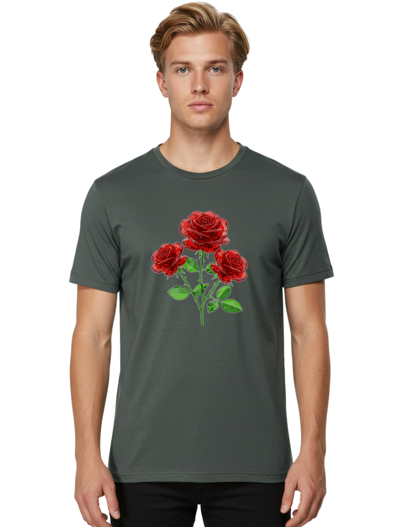 3-Red-Roses Men'S Graphic Tee, 100% Cotton, Comfortable Casual Summer Wear, Machine Washable, Vintage Camera, Old Camera, Antique Camera, Black Camera, Classic Photography, Photography Equipment, Nostalgic Device, Film Camera, Camera Art Baj898