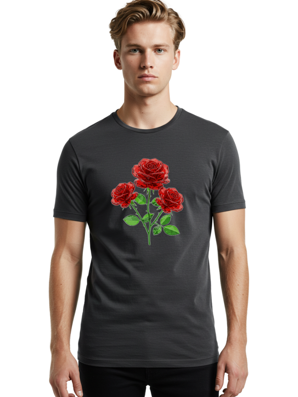 3-Red-Roses Men'S Graphic Tee, 100% Cotton, Comfortable Casual Summer Wear, Machine Washable, Vintage Camera, Old Camera, Antique Camera, Black Camera, Classic Photography, Photography Equipment, Nostalgic Device, Film Camera, Camera Art Baj898