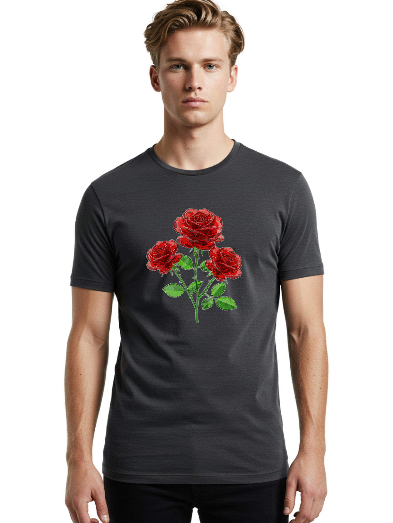 3-Red-Roses Men'S Graphic Tee, 100% Cotton, Comfortable Casual Summer Wear, Machine Washable, Vintage Camera, Old Camera, Antique Camera, Black Camera, Classic Photography, Photography Equipment, Nostalgic Device, Film Camera, Camera Art Baj898