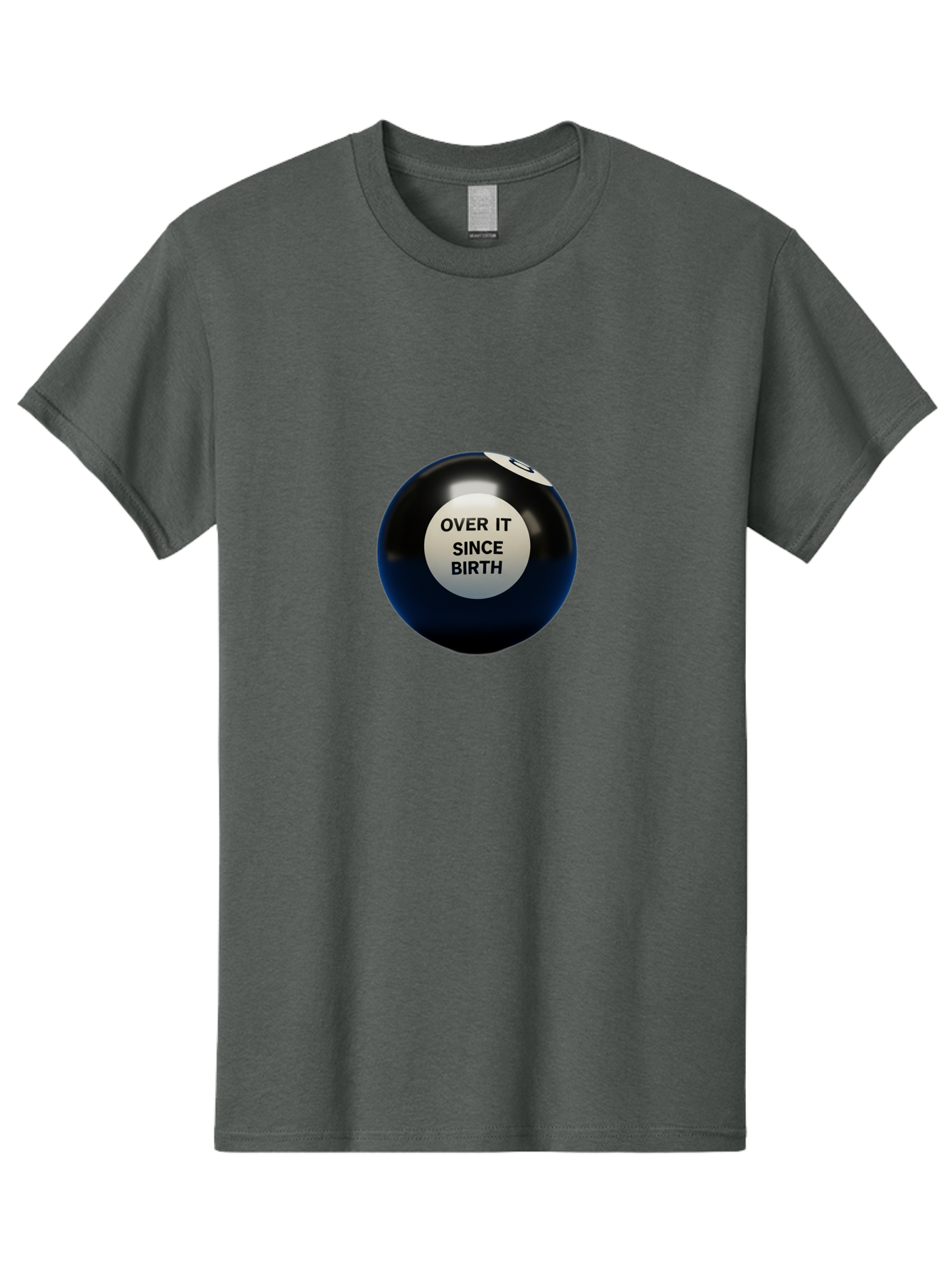 8-Ball-With-Over-It-Since-Birth-Text Men'S Graphic Tee, 100% Cotton, Comfortable Casual Summer Wear, Machine Washable, Vintage Camera, Old Camera, Antique Camera, Black Camera, Classic Photography, Photography Equipment, Nostalgic Device, Baj903