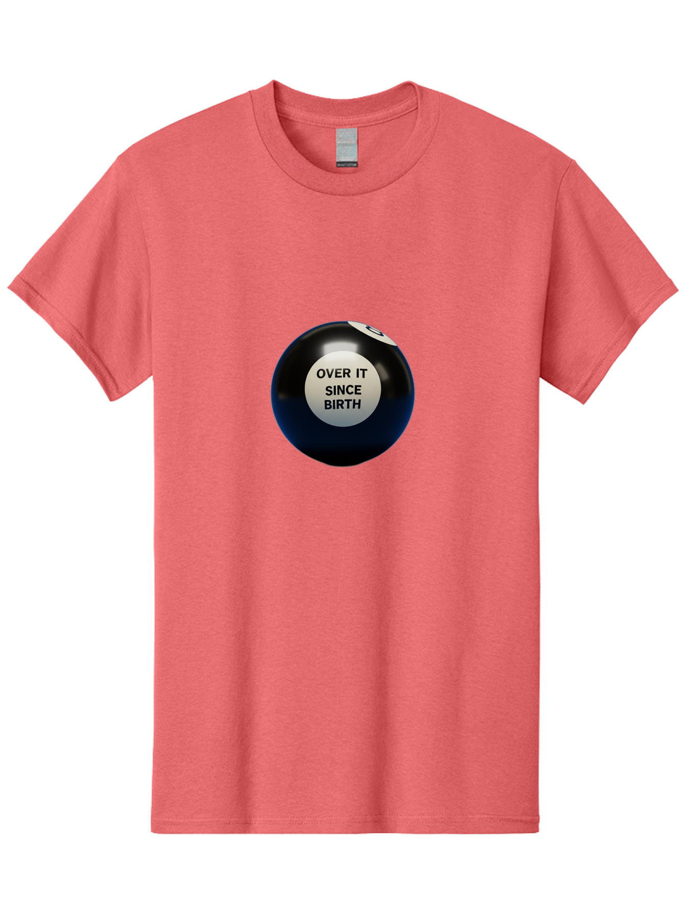 8-Ball-With-Over-It-Since-Birth-Text Men'S Graphic Tee, 100% Cotton, Comfortable Casual Summer Wear, Machine Washable, Vintage Camera, Old Camera, Antique Camera, Black Camera, Classic Photography, Photography Equipment, Nostalgic Device, Baj903