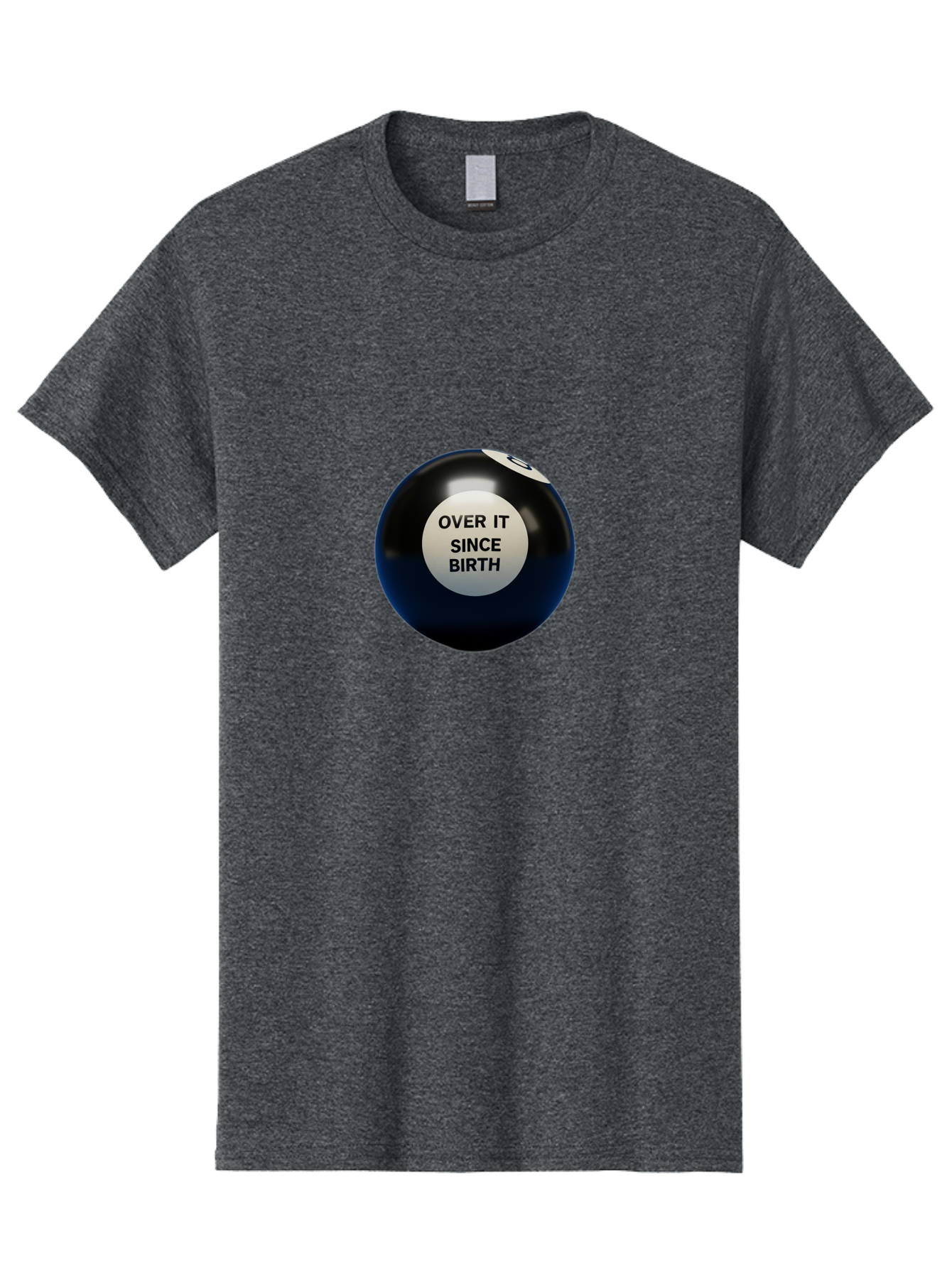 8-Ball-With-Over-It-Since-Birth-Text Men'S Graphic Tee, 100% Cotton, Comfortable Casual Summer Wear, Machine Washable, Vintage Camera, Old Camera, Antique Camera, Black Camera, Classic Photography, Photography Equipment, Nostalgic Device, Baj903
