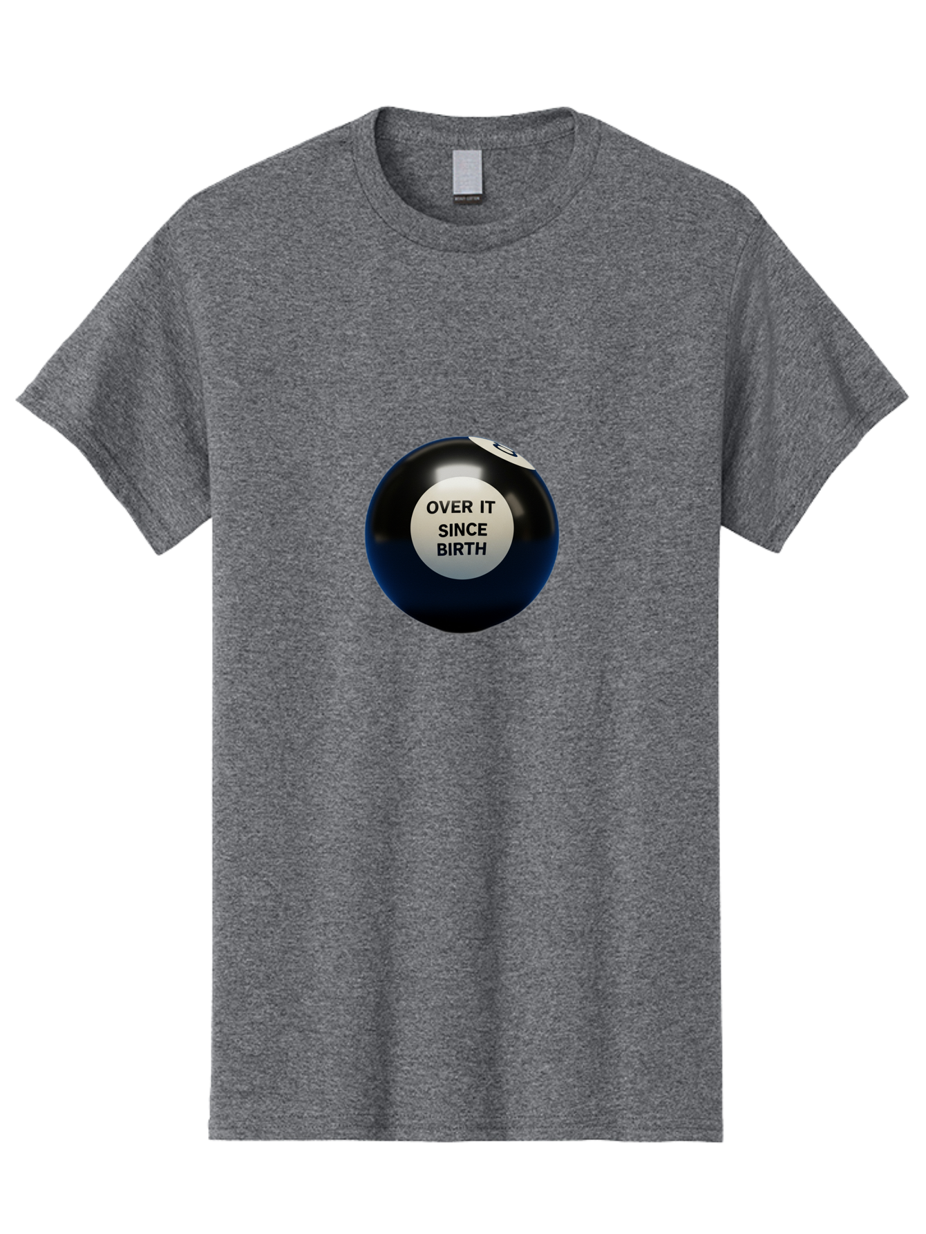 8-Ball-With-Over-It-Since-Birth-Text Men'S Graphic Tee, 100% Cotton, Comfortable Casual Summer Wear, Machine Washable, Vintage Camera, Old Camera, Antique Camera, Black Camera, Classic Photography, Photography Equipment, Nostalgic Device, Baj903