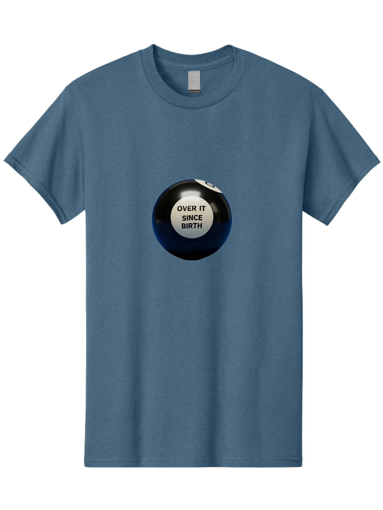 8-Ball-With-Over-It-Since-Birth-Text Men'S Graphic Tee, 100% Cotton, Comfortable Casual Summer Wear, Machine Washable, Vintage Camera, Old Camera, Antique Camera, Black Camera, Classic Photography, Photography Equipment, Nostalgic Device, Baj903