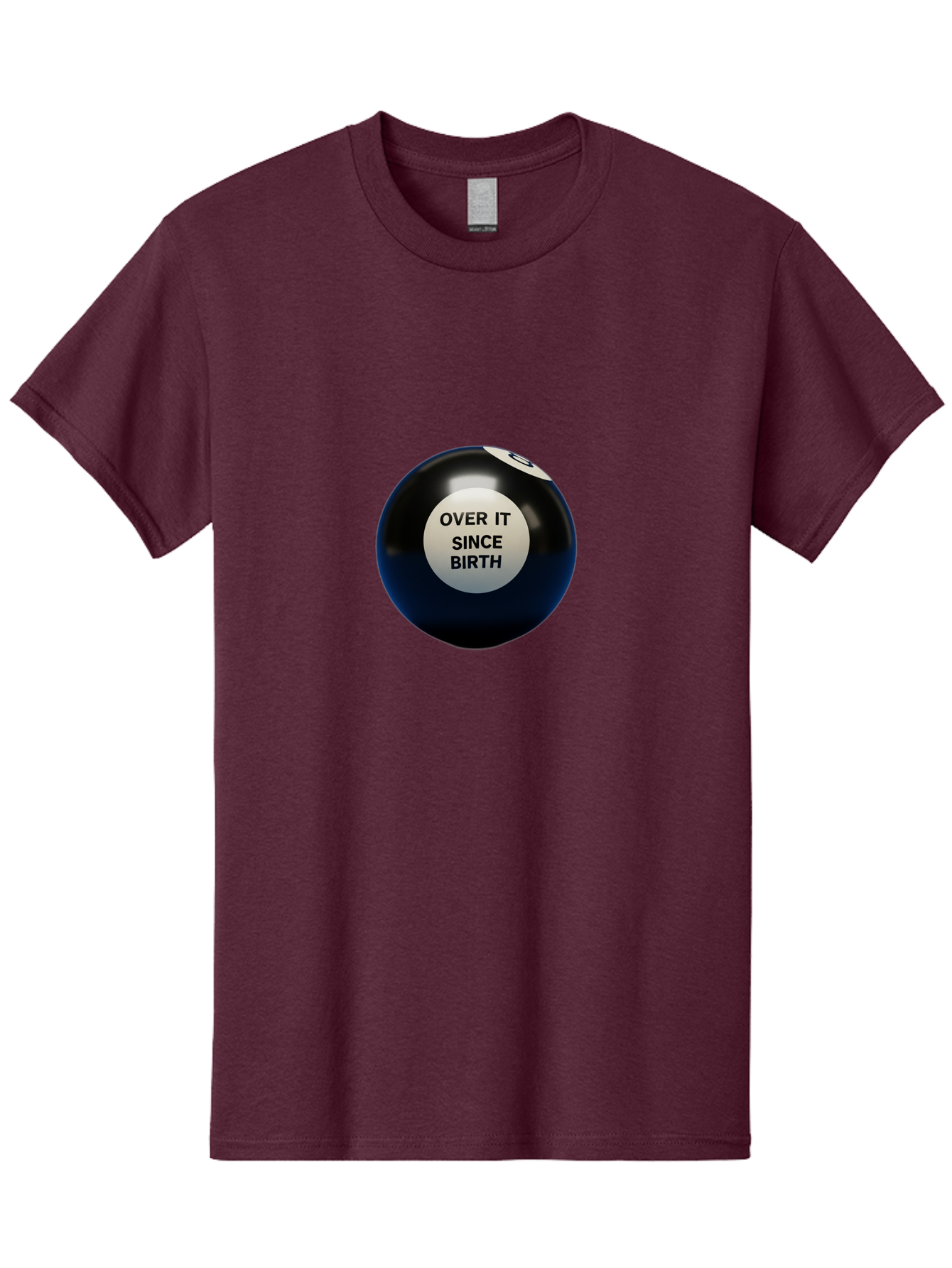 8-Ball-With-Over-It-Since-Birth-Text Men'S Graphic Tee, 100% Cotton, Comfortable Casual Summer Wear, Machine Washable, Vintage Camera, Old Camera, Antique Camera, Black Camera, Classic Photography, Photography Equipment, Nostalgic Device, Baj903