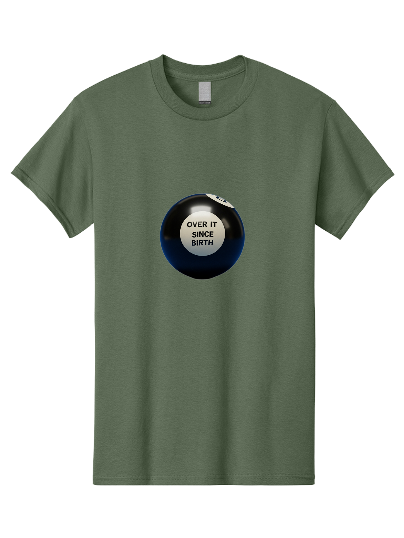 8-Ball-With-Over-It-Since-Birth-Text Men'S Graphic Tee, 100% Cotton, Comfortable Casual Summer Wear, Machine Washable, Vintage Camera, Old Camera, Antique Camera, Black Camera, Classic Photography, Photography Equipment, Nostalgic Device, Baj903