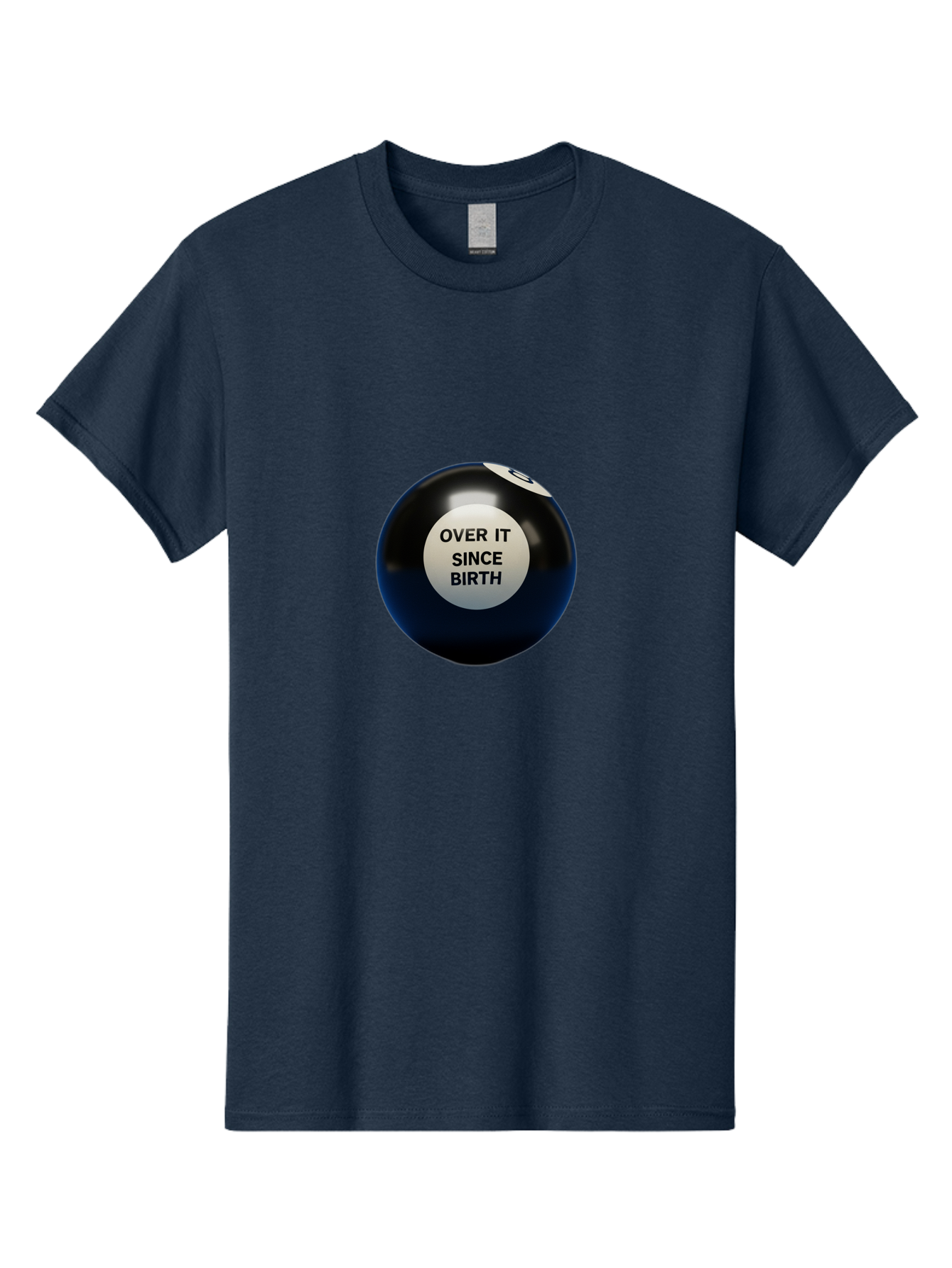 8-Ball-With-Over-It-Since-Birth-Text Men'S Graphic Tee, 100% Cotton, Comfortable Casual Summer Wear, Machine Washable, Vintage Camera, Old Camera, Antique Camera, Black Camera, Classic Photography, Photography Equipment, Nostalgic Device, Baj903