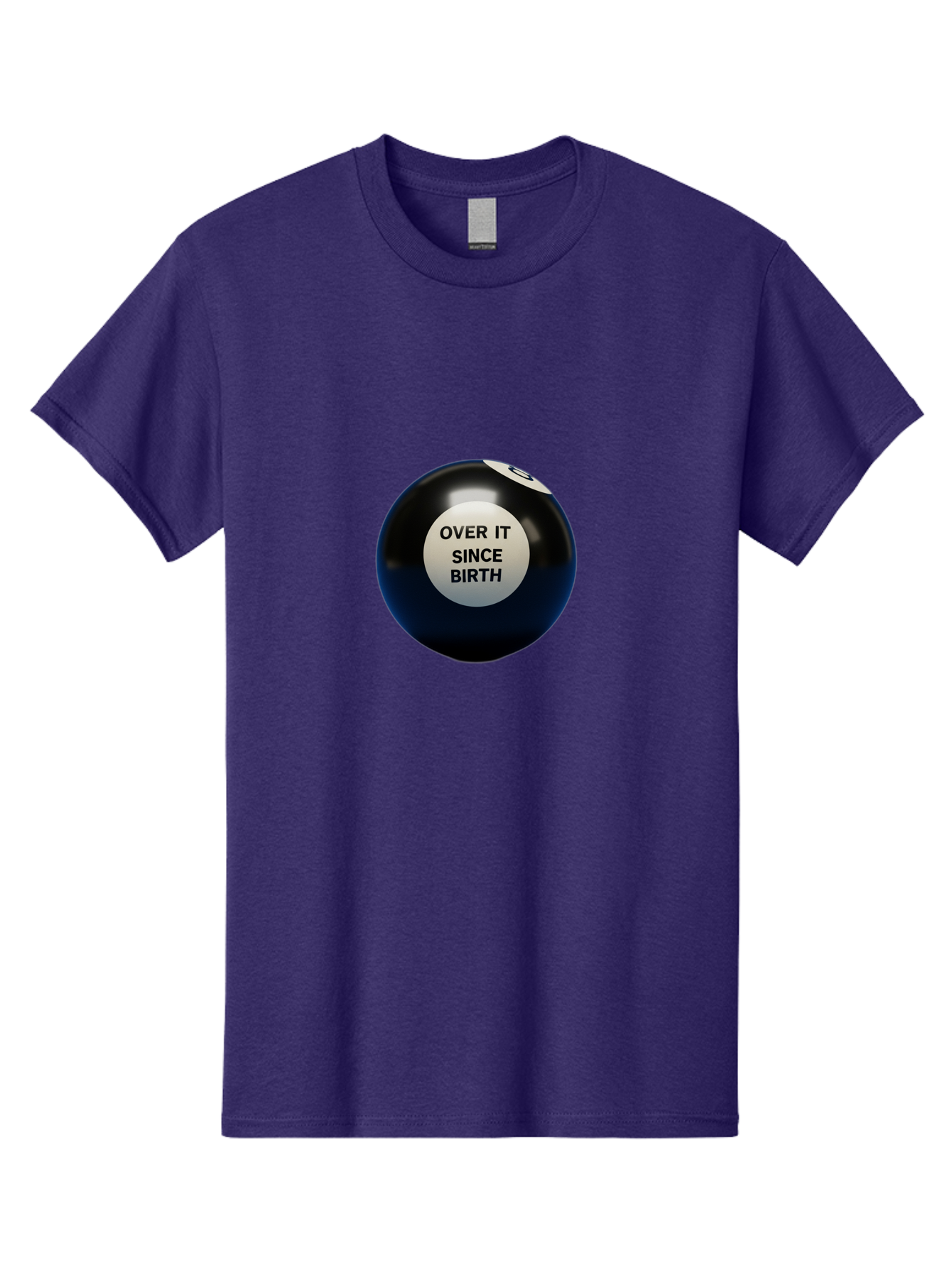 8-Ball-With-Over-It-Since-Birth-Text Men'S Graphic Tee, 100% Cotton, Comfortable Casual Summer Wear, Machine Washable, Vintage Camera, Old Camera, Antique Camera, Black Camera, Classic Photography, Photography Equipment, Nostalgic Device, Baj903
