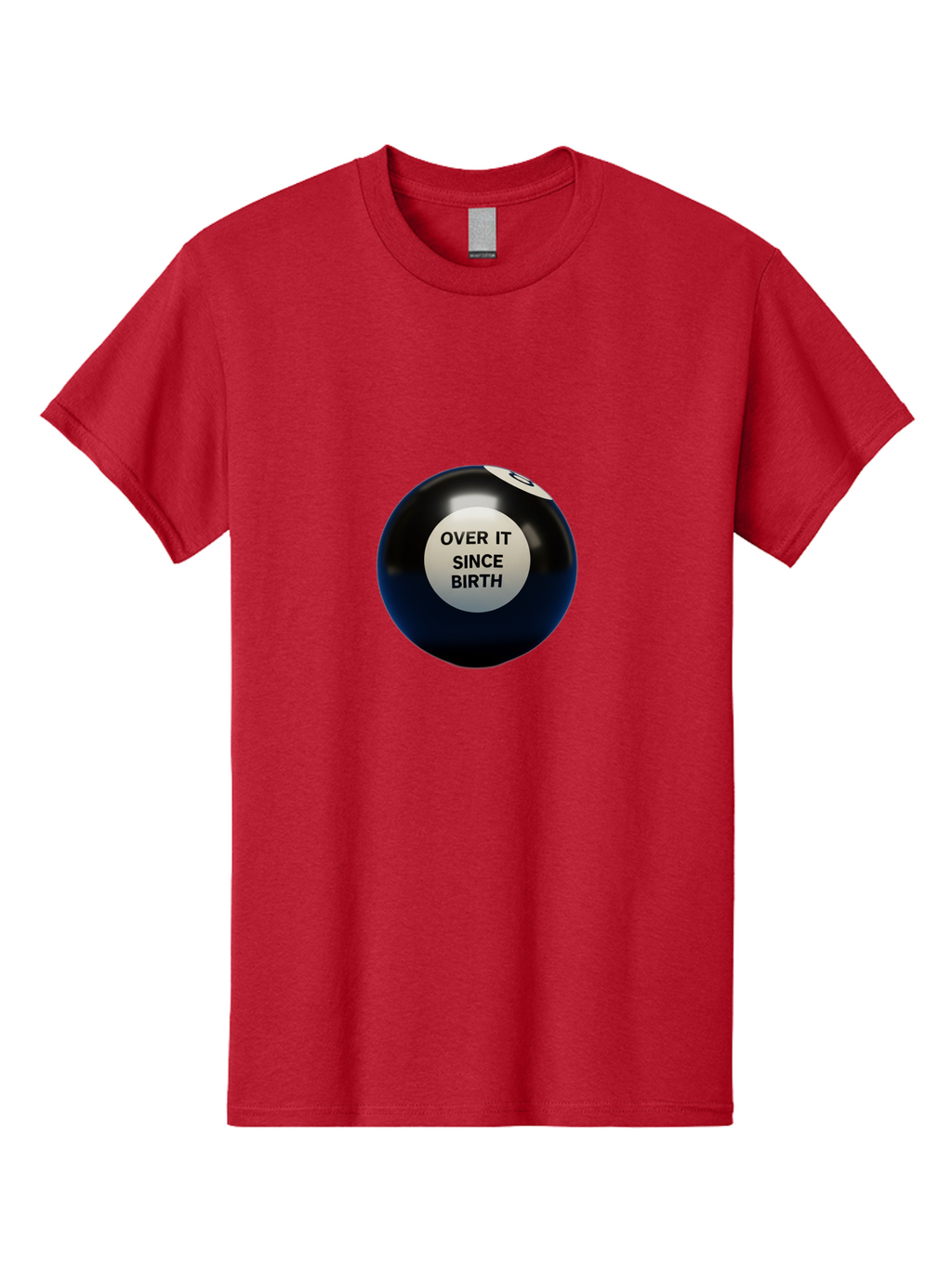 8-Ball-With-Over-It-Since-Birth-Text Men'S Graphic Tee, 100% Cotton, Comfortable Casual Summer Wear, Machine Washable, Vintage Camera, Old Camera, Antique Camera, Black Camera, Classic Photography, Photography Equipment, Nostalgic Device, Baj903