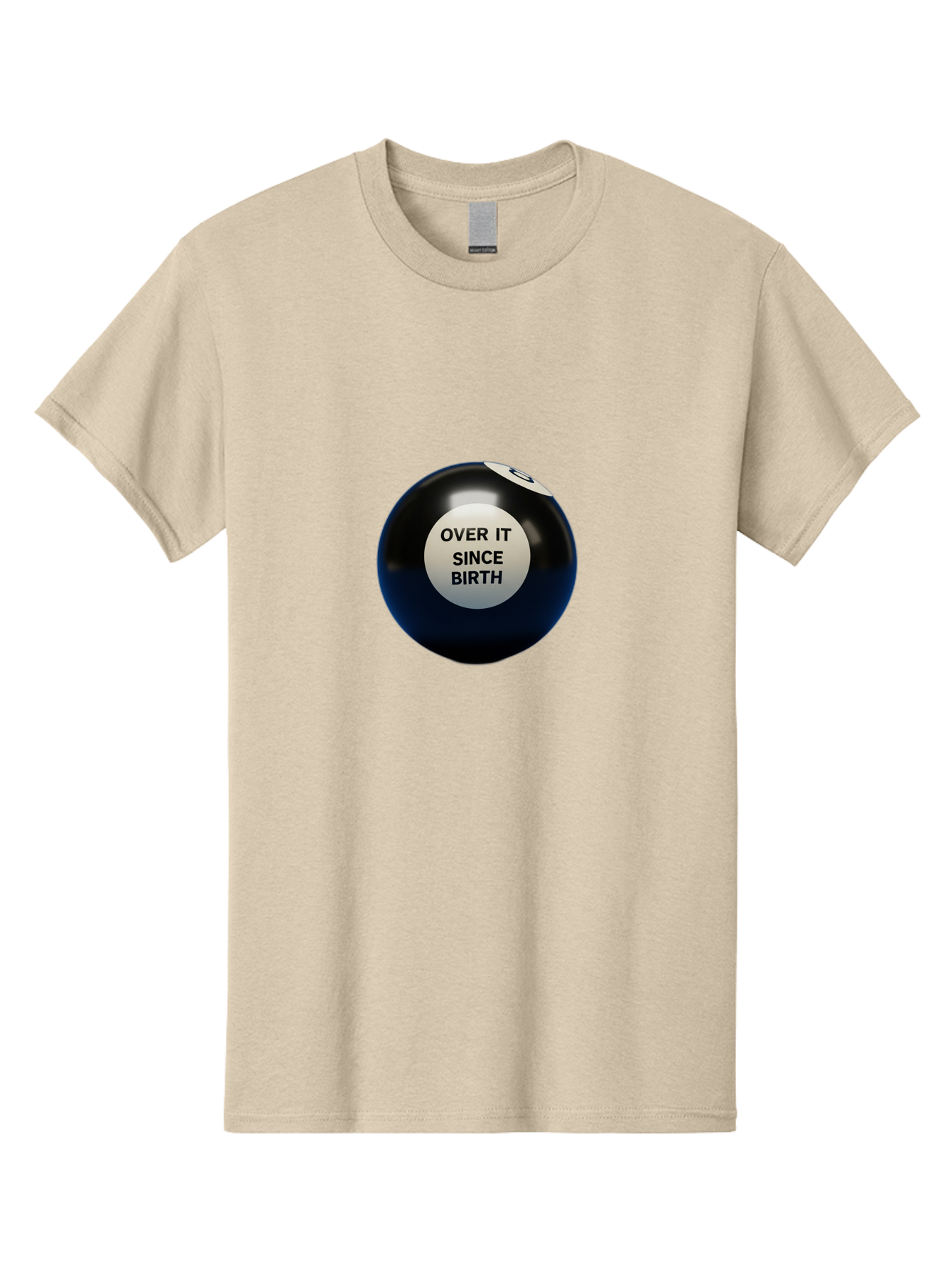8-Ball-With-Over-It-Since-Birth-Text Men'S Graphic Tee, 100% Cotton, Comfortable Casual Summer Wear, Machine Washable, Vintage Camera, Old Camera, Antique Camera, Black Camera, Classic Photography, Photography Equipment, Nostalgic Device, Baj903