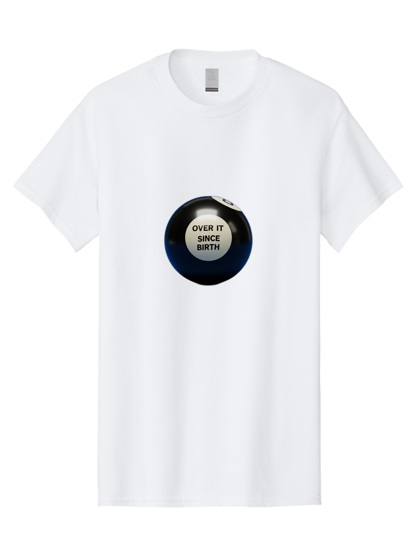 8-Ball-With-Over-It-Since-Birth-Text Men'S Graphic Tee, 100% Cotton, Comfortable Casual Summer Wear, Machine Washable, Vintage Camera, Old Camera, Antique Camera, Black Camera, Classic Photography, Photography Equipment, Nostalgic Device, Baj903