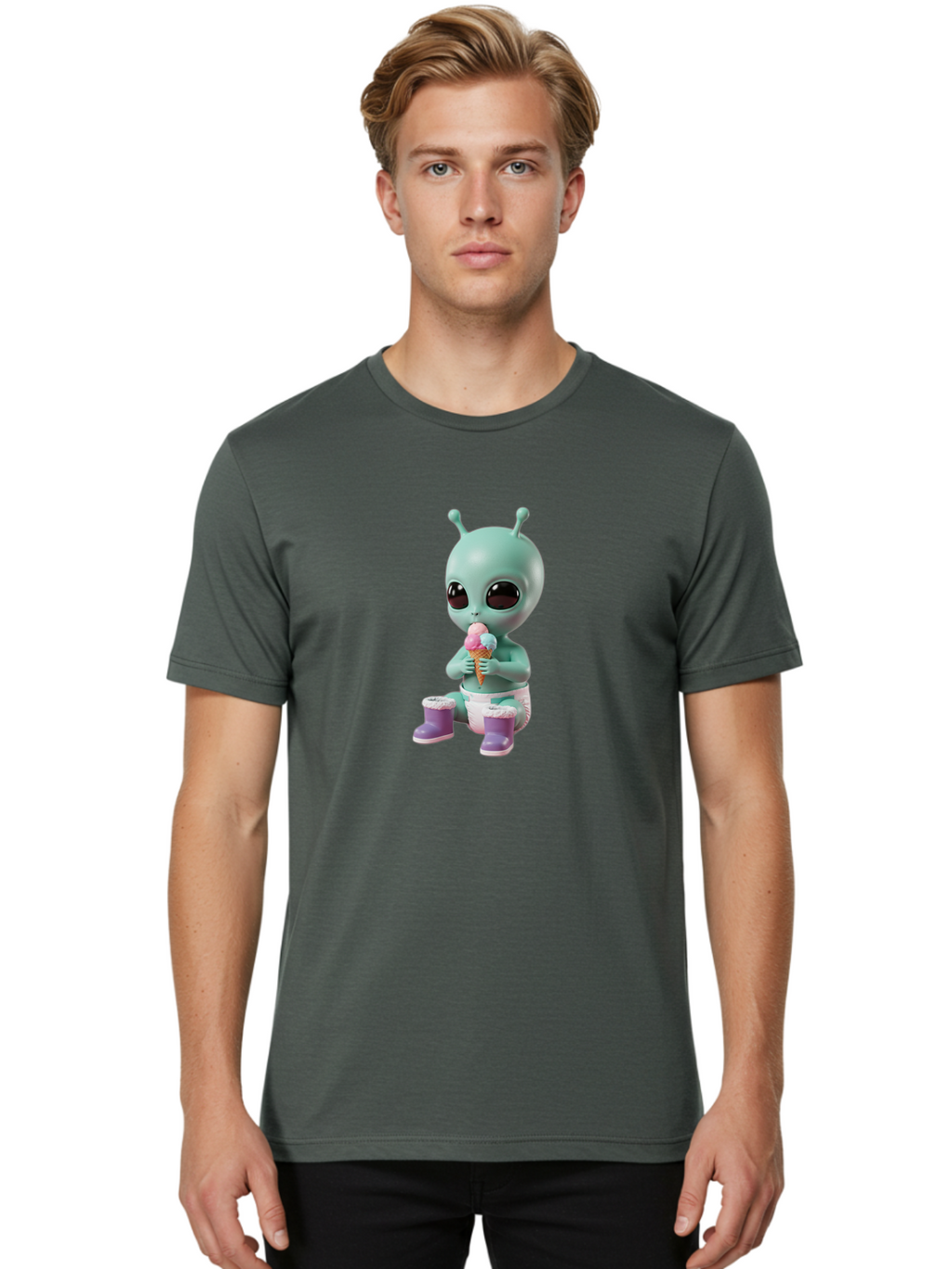 Alien-Eating-Ice-Cream Men'S Graphic Tee, 100% Cotton, Comfortable Casual Summer Wear, Machine Washable, Vintage Camera, Old Camera, Antique Camera, Black Camera, Classic Photography, Photography Equipment, Nostalgic Device, Film Camera, Baj916