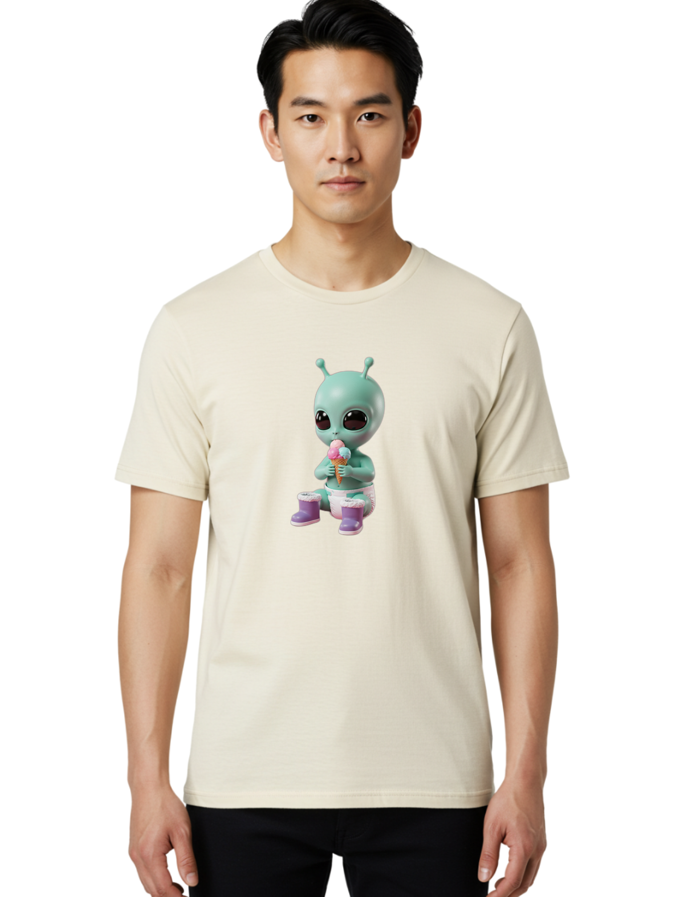 Alien-Eating-Ice-Cream Men'S Graphic Tee, 100% Cotton, Comfortable Casual Summer Wear, Machine Washable, Vintage Camera, Old Camera, Antique Camera, Black Camera, Classic Photography, Photography Equipment, Nostalgic Device, Film Camera, Baj916