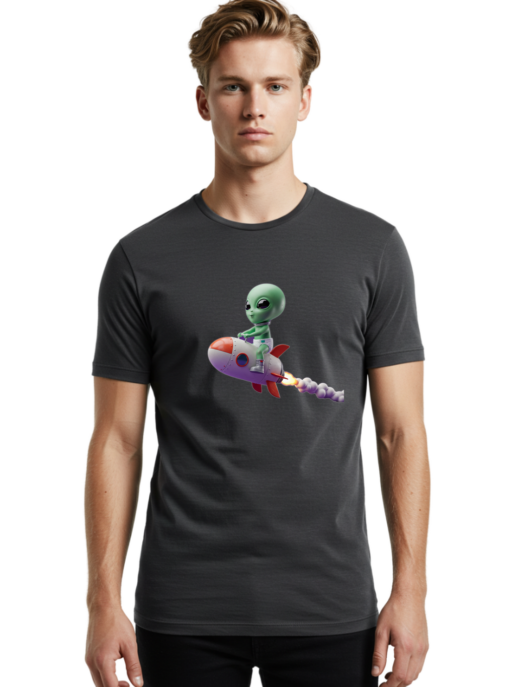 Alien-On-Rocket Men'S Graphic Tee, 100% Cotton, Comfortable Casual Summer Wear, Machine Washable, Vintage Camera, Old Camera, Antique Camera, Black Camera, Classic Photography, Photography Equipment, Nostalgic Device, Film Camera, Camera Art Baj922
