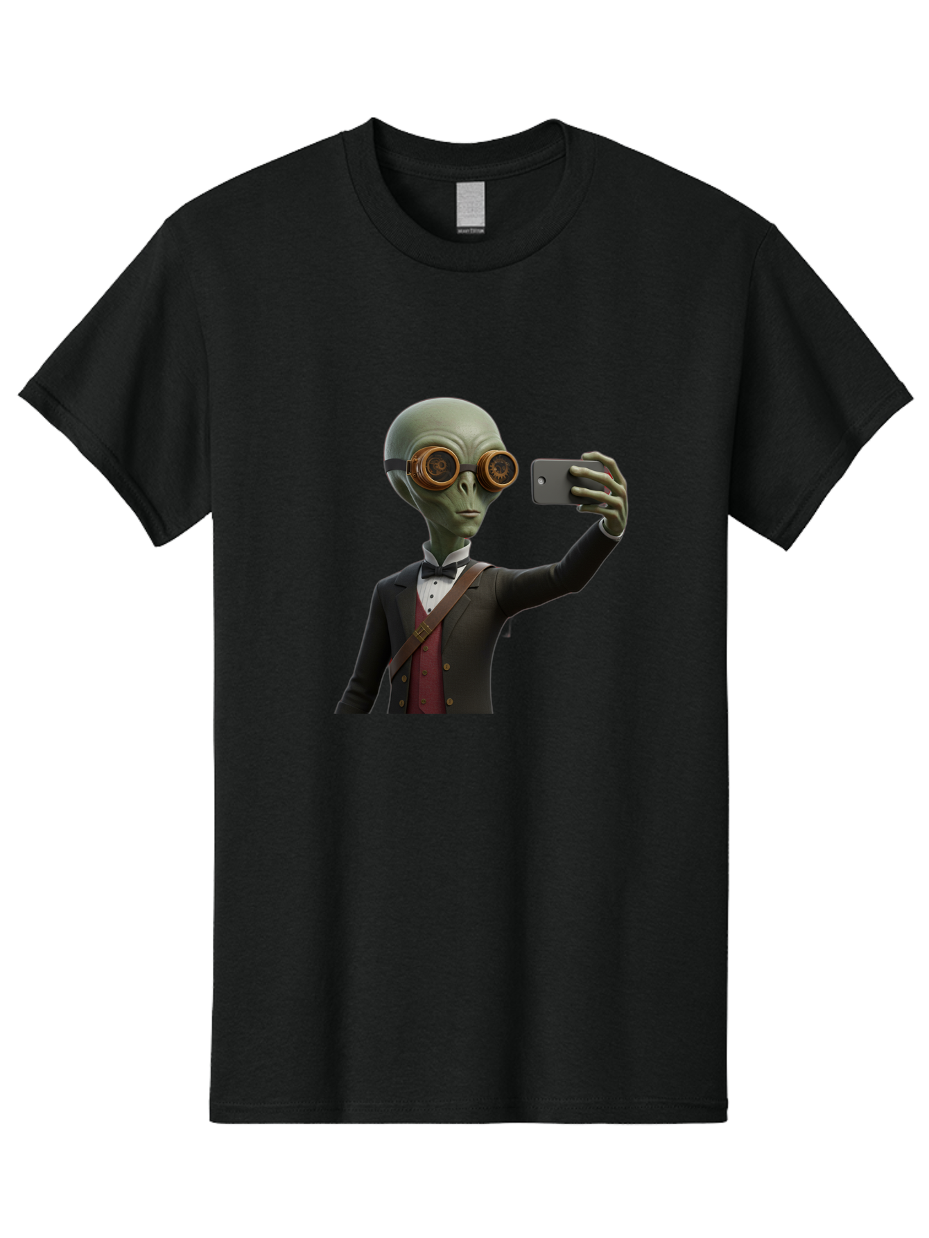 Alien-Taking-Selfie Men'S Graphic Tee, 100% Cotton, Comfortable Casual Summer Wear, Machine Washable, Vintage Camera, Old Camera, Antique Camera, Black Camera, Classic Photography, Photography Equipment, Nostalgic Device, Film Camera, Baj925