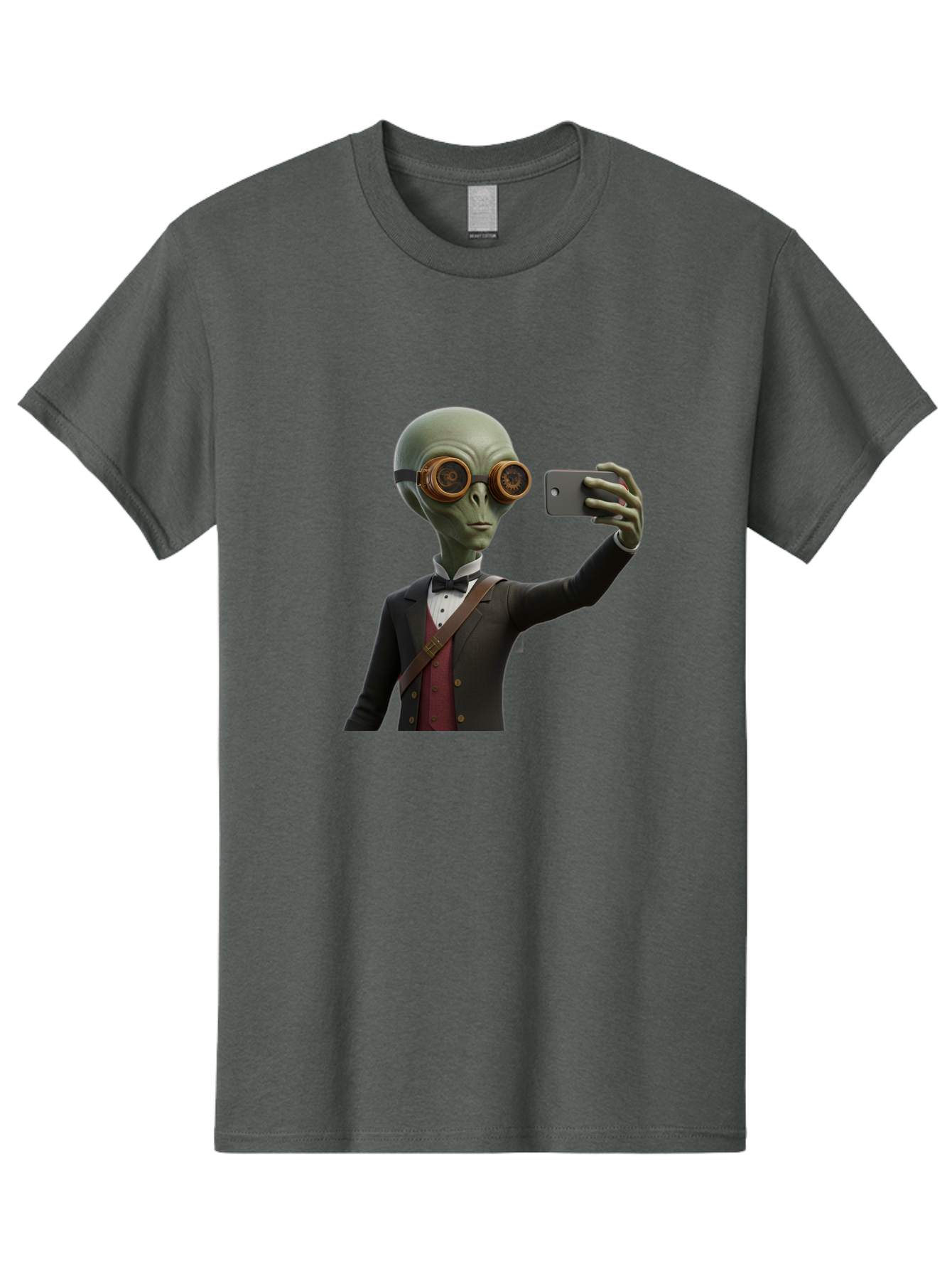 Alien-Taking-Selfie Men'S Graphic Tee, 100% Cotton, Comfortable Casual Summer Wear, Machine Washable, Vintage Camera, Old Camera, Antique Camera, Black Camera, Classic Photography, Photography Equipment, Nostalgic Device, Film Camera, Baj925