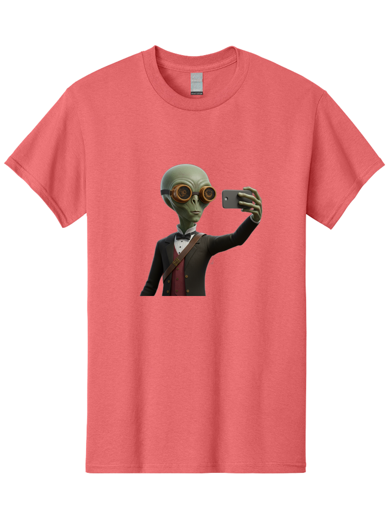 Alien-Taking-Selfie Men'S Graphic Tee, 100% Cotton, Comfortable Casual Summer Wear, Machine Washable, Vintage Camera, Old Camera, Antique Camera, Black Camera, Classic Photography, Photography Equipment, Nostalgic Device, Film Camera, Baj925