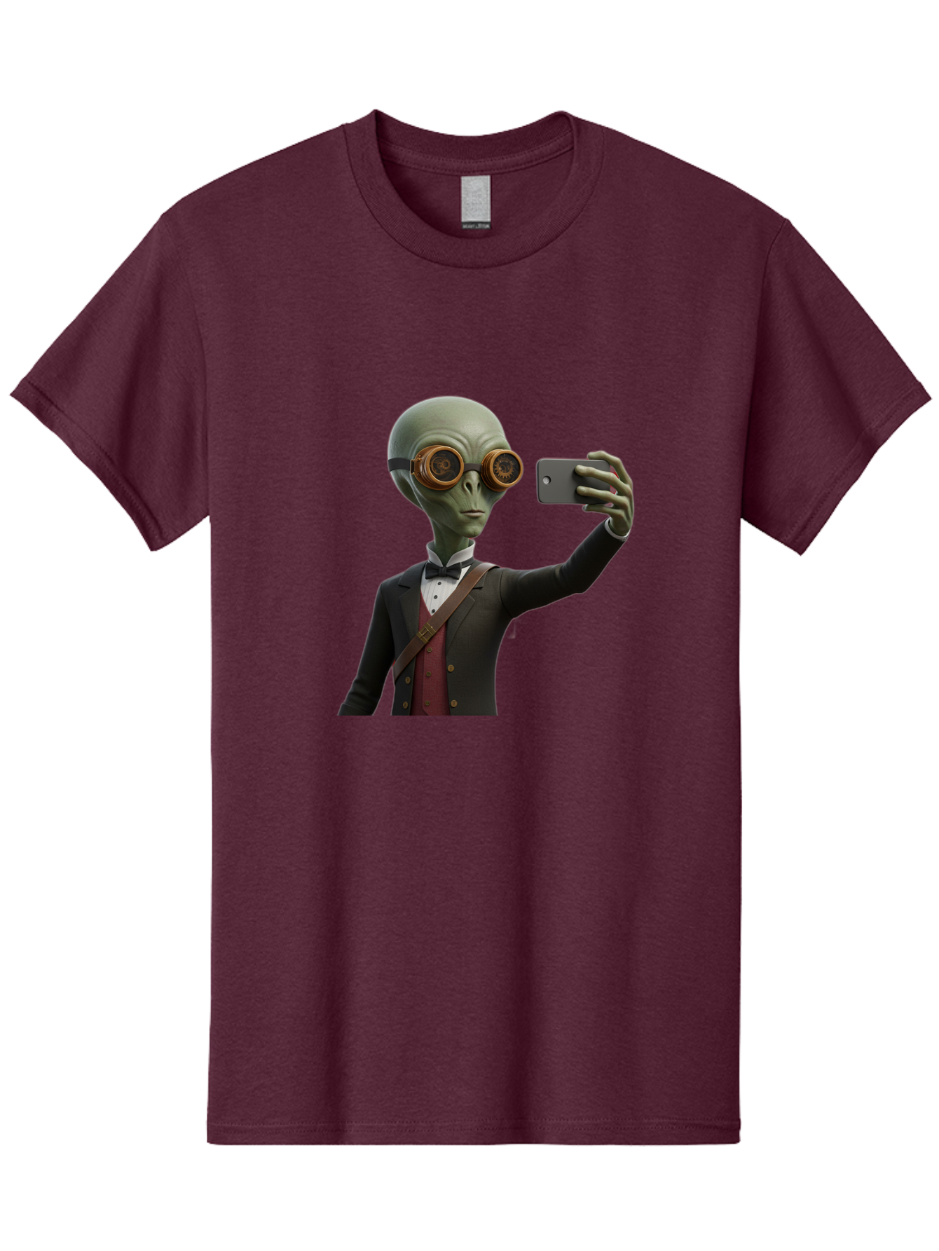 Alien-Taking-Selfie Men'S Graphic Tee, 100% Cotton, Comfortable Casual Summer Wear, Machine Washable, Vintage Camera, Old Camera, Antique Camera, Black Camera, Classic Photography, Photography Equipment, Nostalgic Device, Film Camera, Baj925