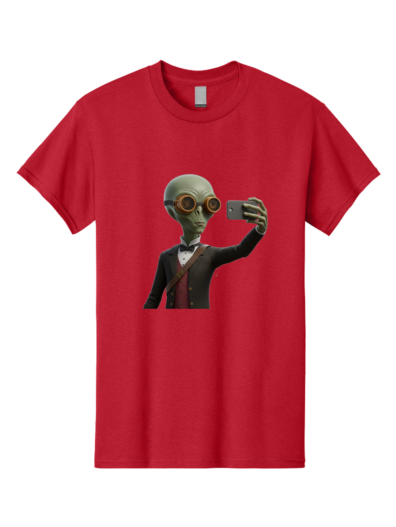 Alien-Taking-Selfie Men'S Graphic Tee, 100% Cotton, Comfortable Casual Summer Wear, Machine Washable, Vintage Camera, Old Camera, Antique Camera, Black Camera, Classic Photography, Photography Equipment, Nostalgic Device, Film Camera, Baj925