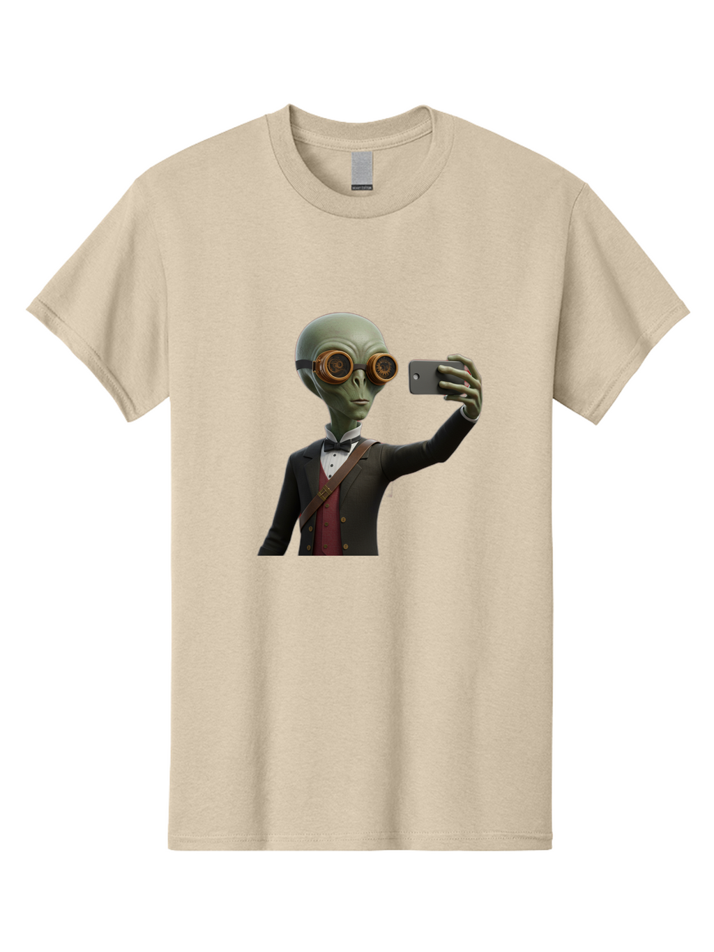 Alien-Taking-Selfie Men'S Graphic Tee, 100% Cotton, Comfortable Casual Summer Wear, Machine Washable, Vintage Camera, Old Camera, Antique Camera, Black Camera, Classic Photography, Photography Equipment, Nostalgic Device, Film Camera, Baj925