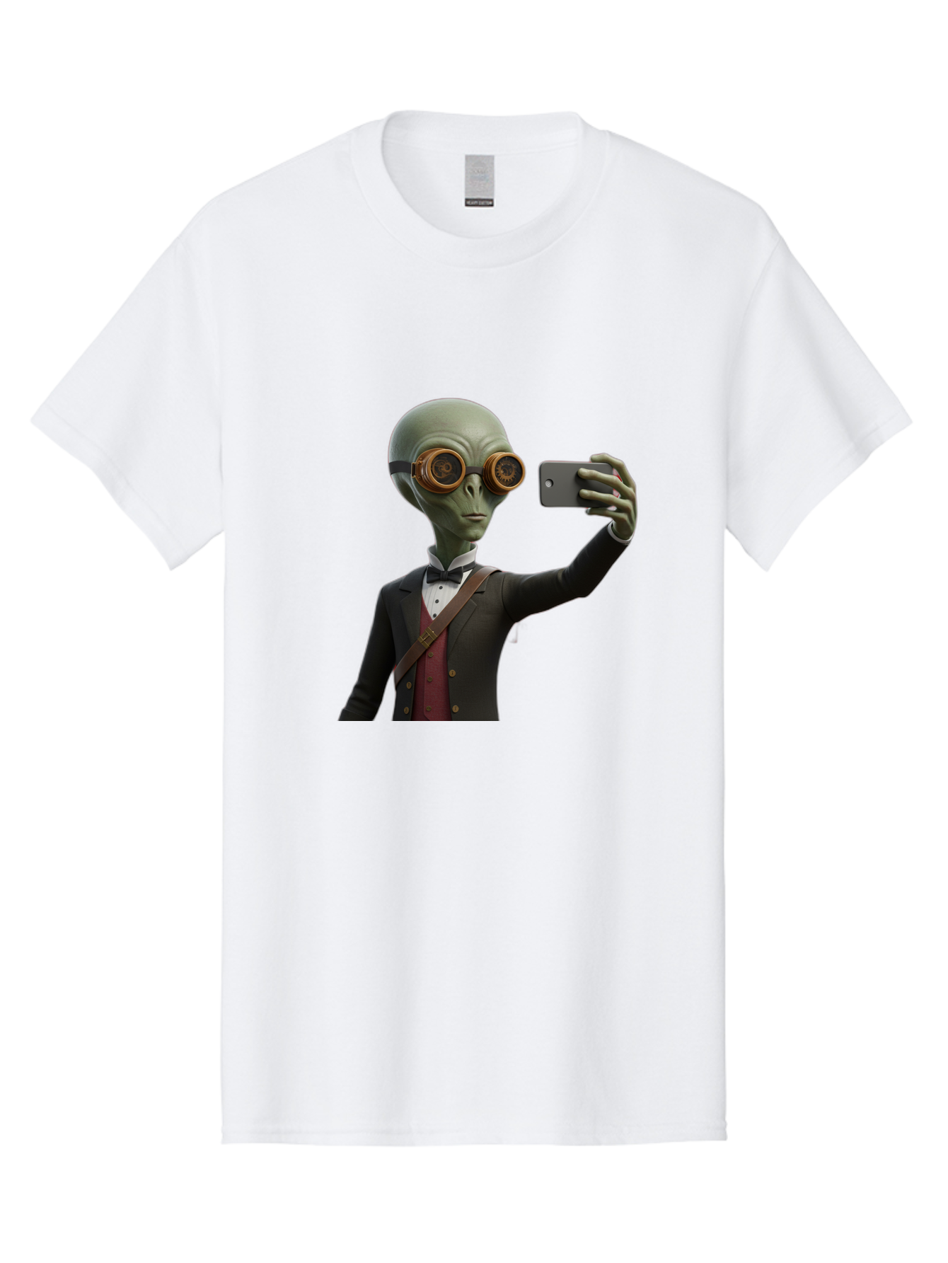 Alien-Taking-Selfie Men'S Graphic Tee, 100% Cotton, Comfortable Casual Summer Wear, Machine Washable, Vintage Camera, Old Camera, Antique Camera, Black Camera, Classic Photography, Photography Equipment, Nostalgic Device, Film Camera, Baj925