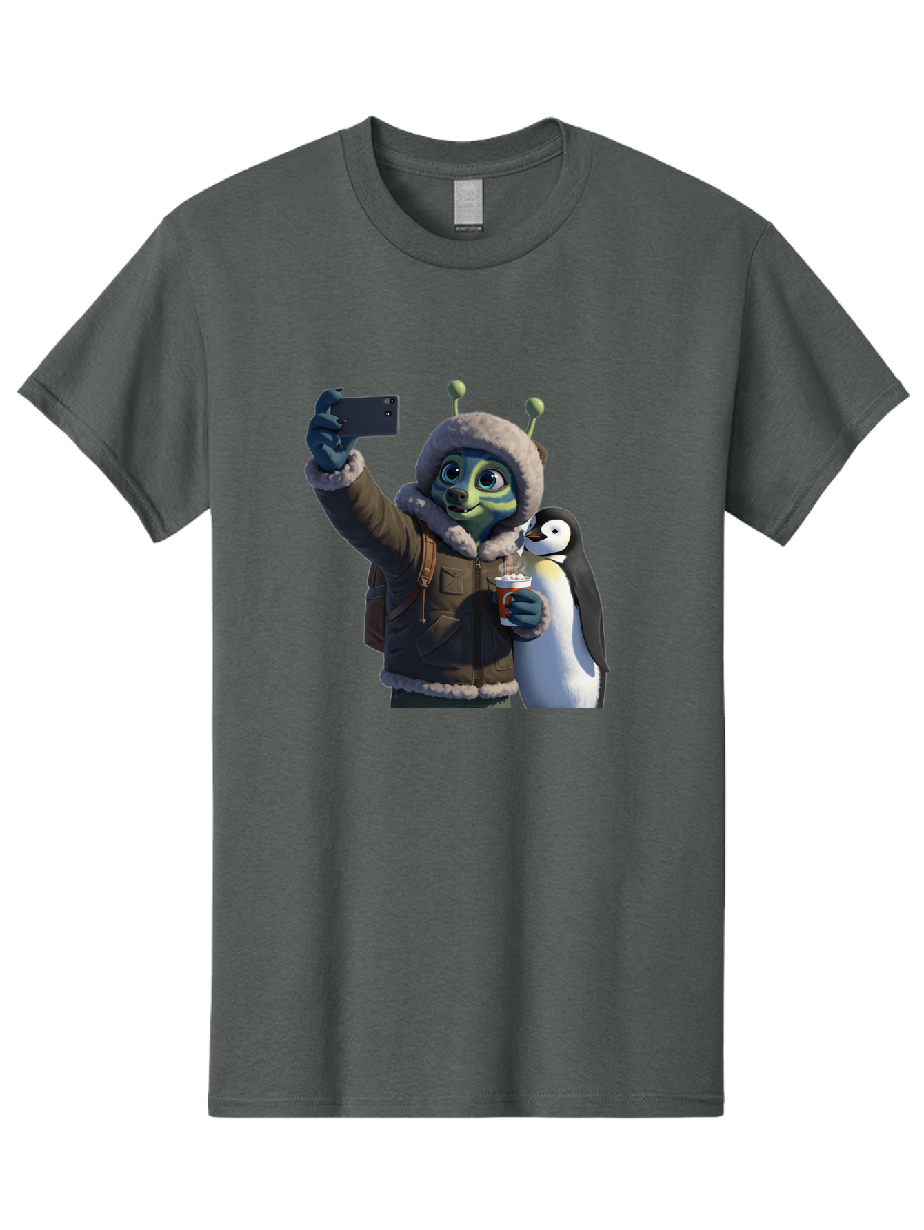 Alien-With-Penguin Men'S Graphic Tee, 100% Cotton, Comfortable Casual Summer Wear, Machine Washable, Vintage Camera, Old Camera, Antique Camera, Black Camera, Classic Photography, Photography Equipment, Nostalgic Device, Film Camera, Baj926