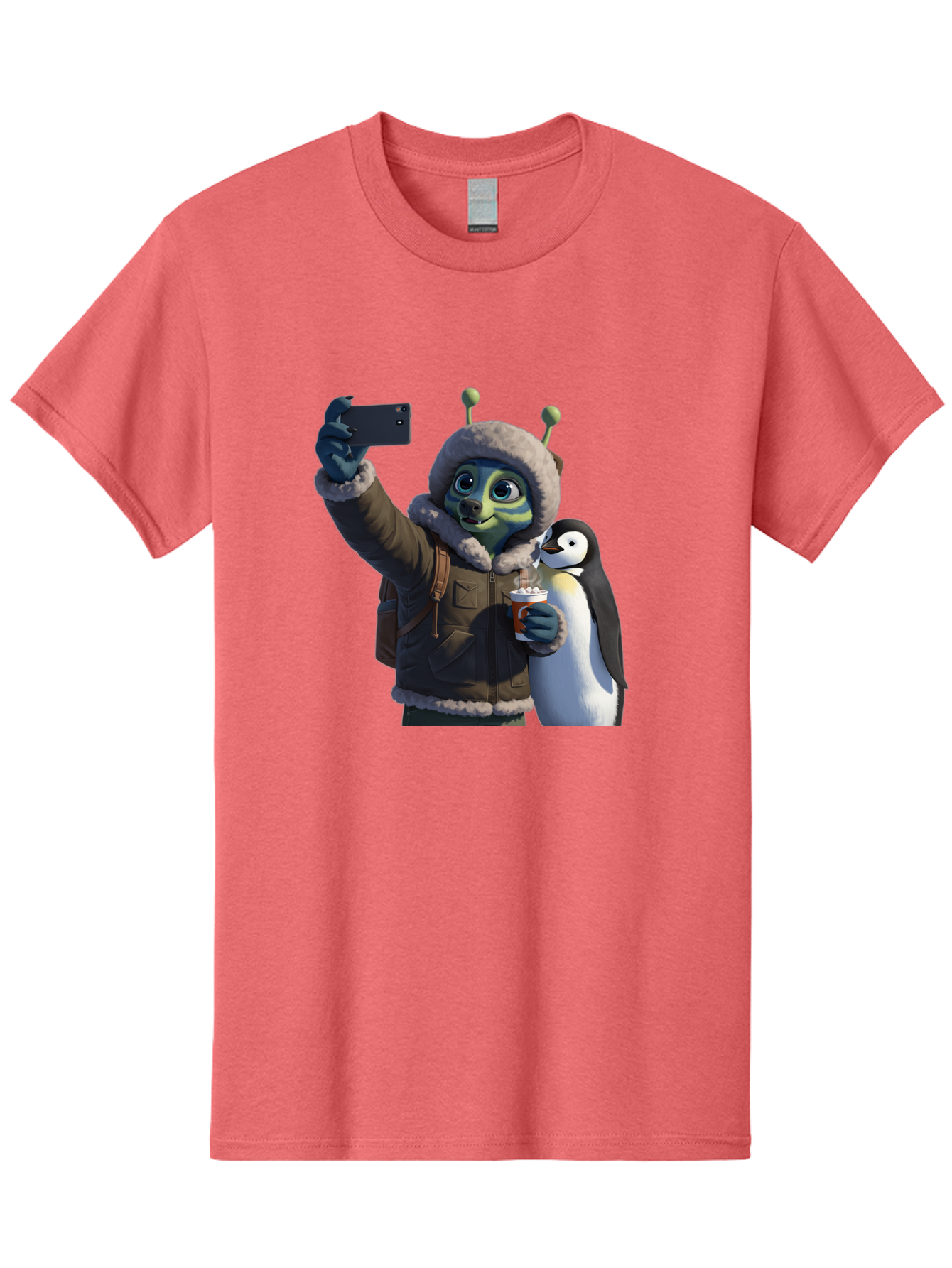 Alien-With-Penguin Men'S Graphic Tee, 100% Cotton, Comfortable Casual Summer Wear, Machine Washable, Vintage Camera, Old Camera, Antique Camera, Black Camera, Classic Photography, Photography Equipment, Nostalgic Device, Film Camera, Baj926