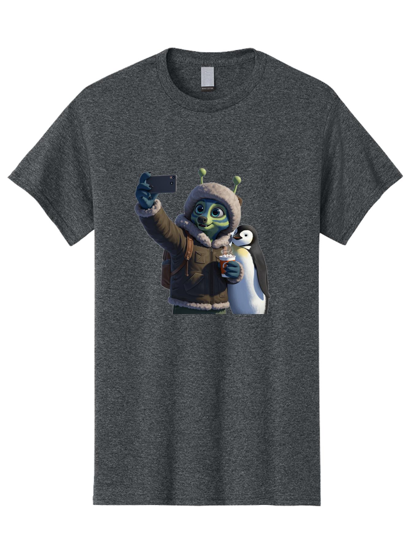 Alien-With-Penguin Men'S Graphic Tee, 100% Cotton, Comfortable Casual Summer Wear, Machine Washable, Vintage Camera, Old Camera, Antique Camera, Black Camera, Classic Photography, Photography Equipment, Nostalgic Device, Film Camera, Baj926