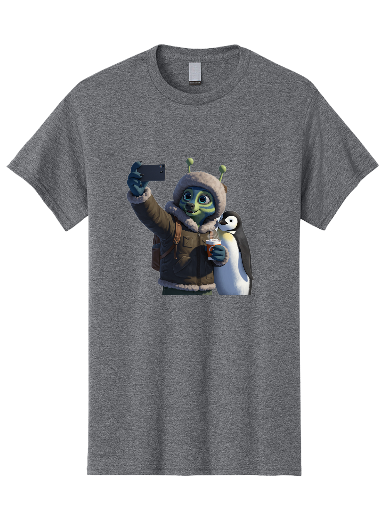 Alien-With-Penguin Men'S Graphic Tee, 100% Cotton, Comfortable Casual Summer Wear, Machine Washable, Vintage Camera, Old Camera, Antique Camera, Black Camera, Classic Photography, Photography Equipment, Nostalgic Device, Film Camera, Baj926