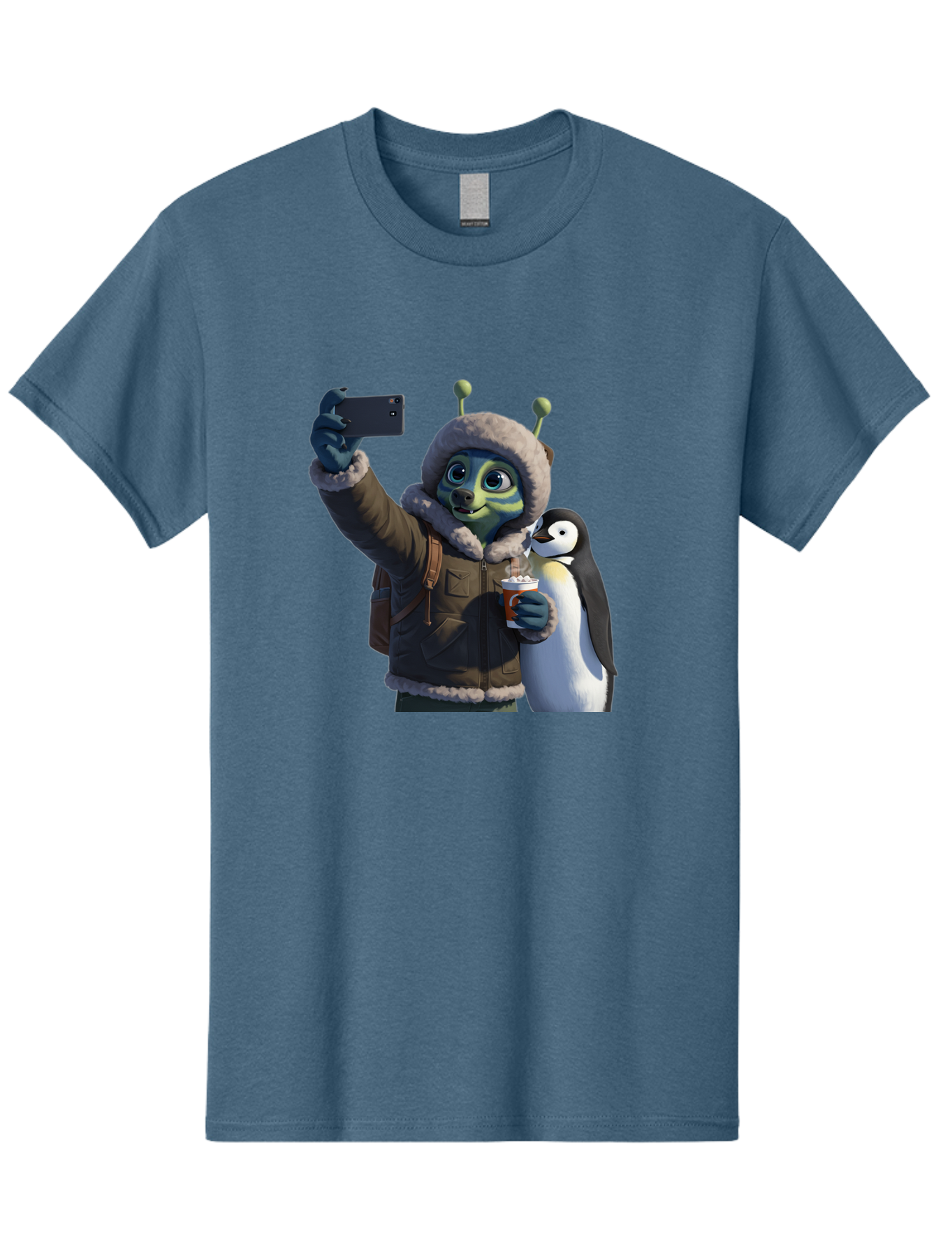 Alien-With-Penguin Men'S Graphic Tee, 100% Cotton, Comfortable Casual Summer Wear, Machine Washable, Vintage Camera, Old Camera, Antique Camera, Black Camera, Classic Photography, Photography Equipment, Nostalgic Device, Film Camera, Baj926
