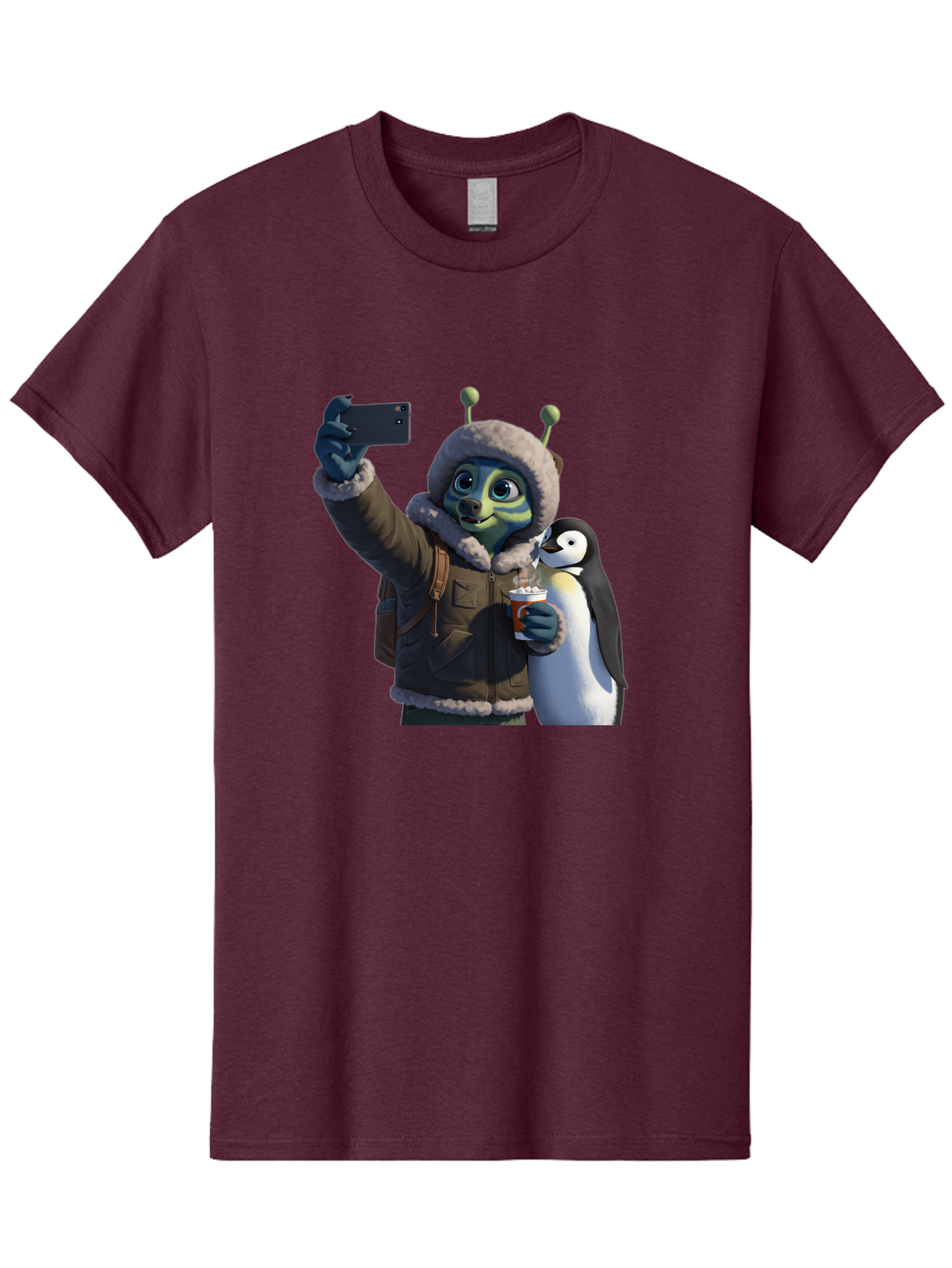 Alien-With-Penguin Men'S Graphic Tee, 100% Cotton, Comfortable Casual Summer Wear, Machine Washable, Vintage Camera, Old Camera, Antique Camera, Black Camera, Classic Photography, Photography Equipment, Nostalgic Device, Film Camera, Baj926