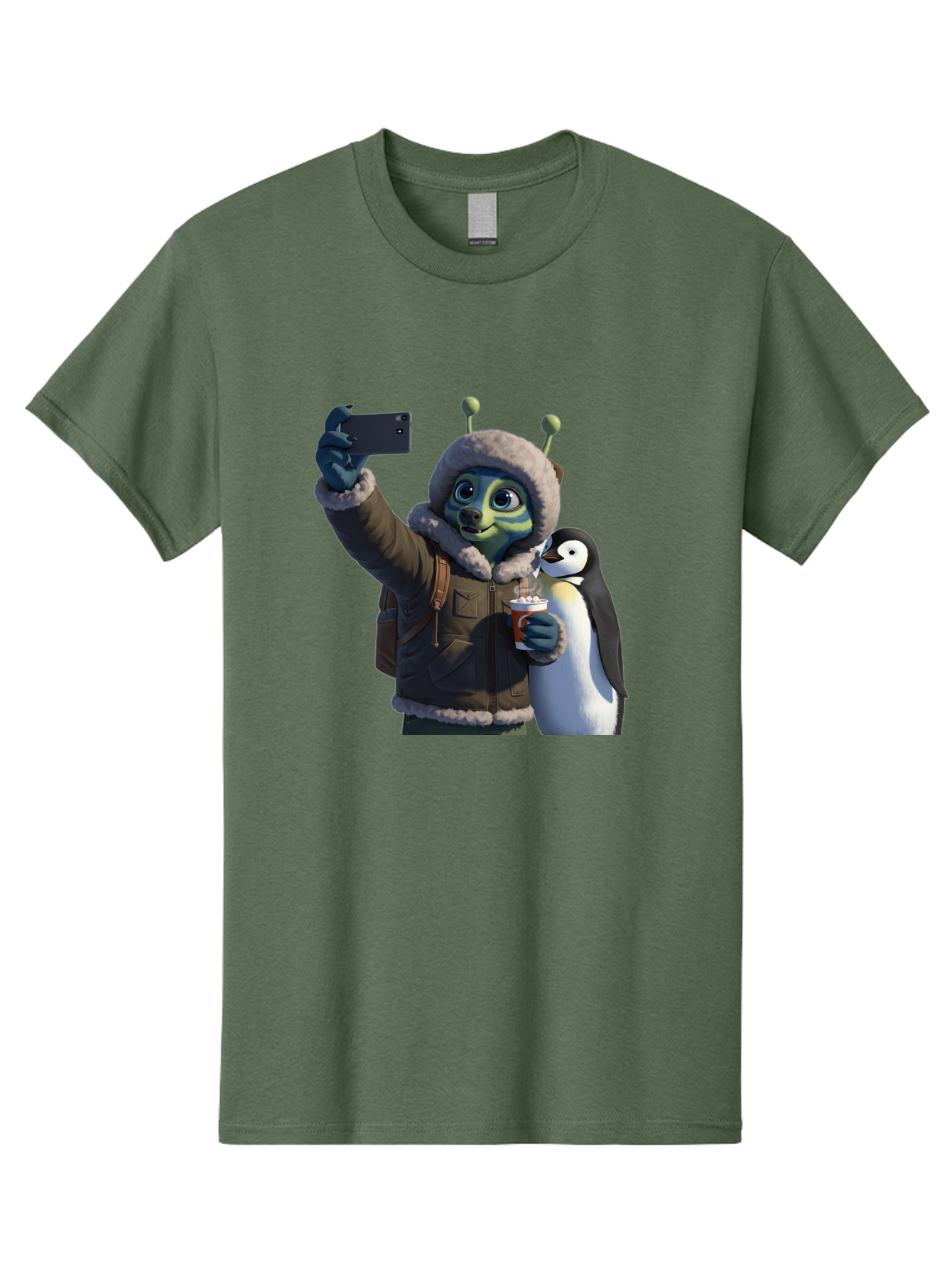 Alien-With-Penguin Men'S Graphic Tee, 100% Cotton, Comfortable Casual Summer Wear, Machine Washable, Vintage Camera, Old Camera, Antique Camera, Black Camera, Classic Photography, Photography Equipment, Nostalgic Device, Film Camera, Baj926