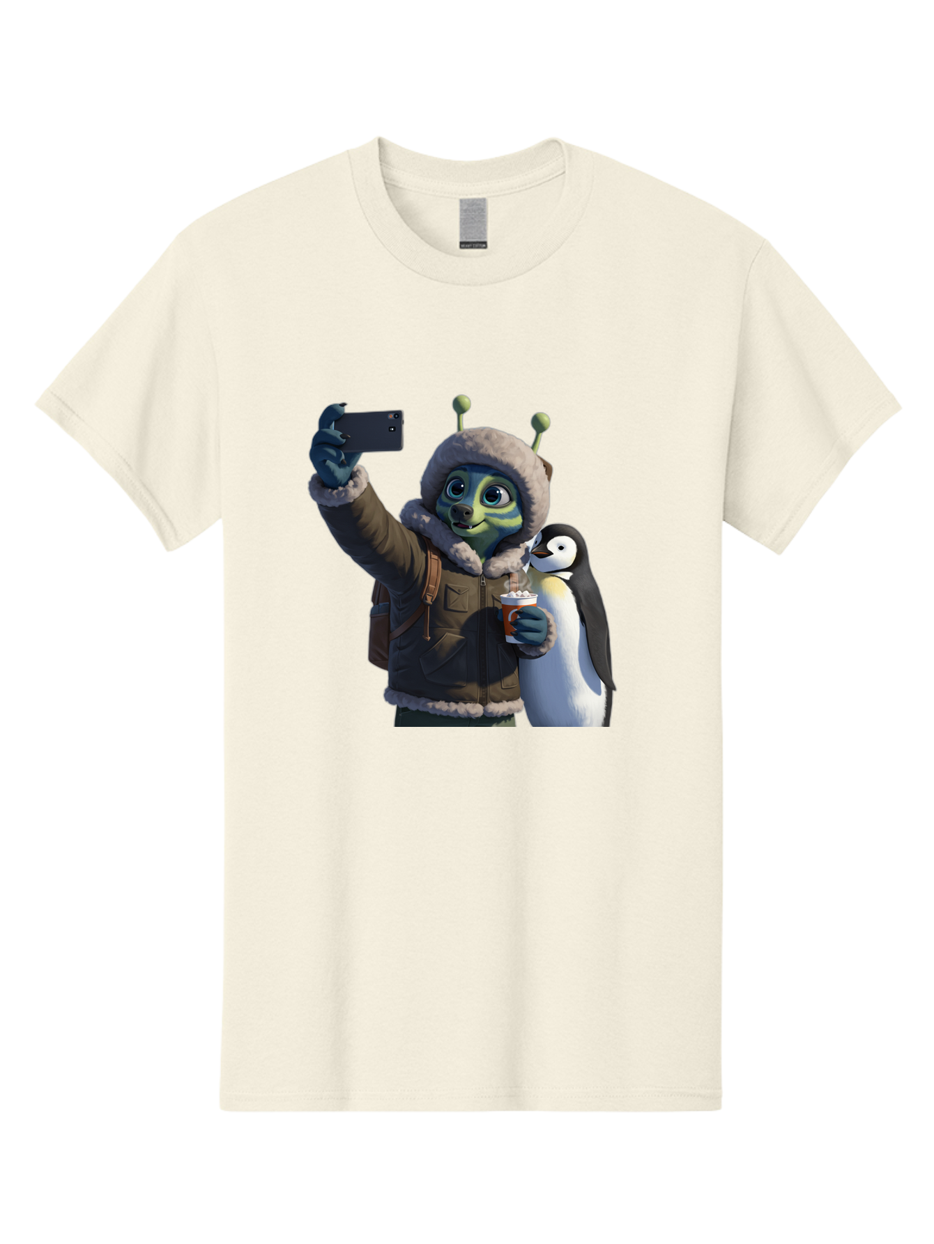 Alien-With-Penguin Men'S Graphic Tee, 100% Cotton, Comfortable Casual Summer Wear, Machine Washable, Vintage Camera, Old Camera, Antique Camera, Black Camera, Classic Photography, Photography Equipment, Nostalgic Device, Film Camera, Baj926